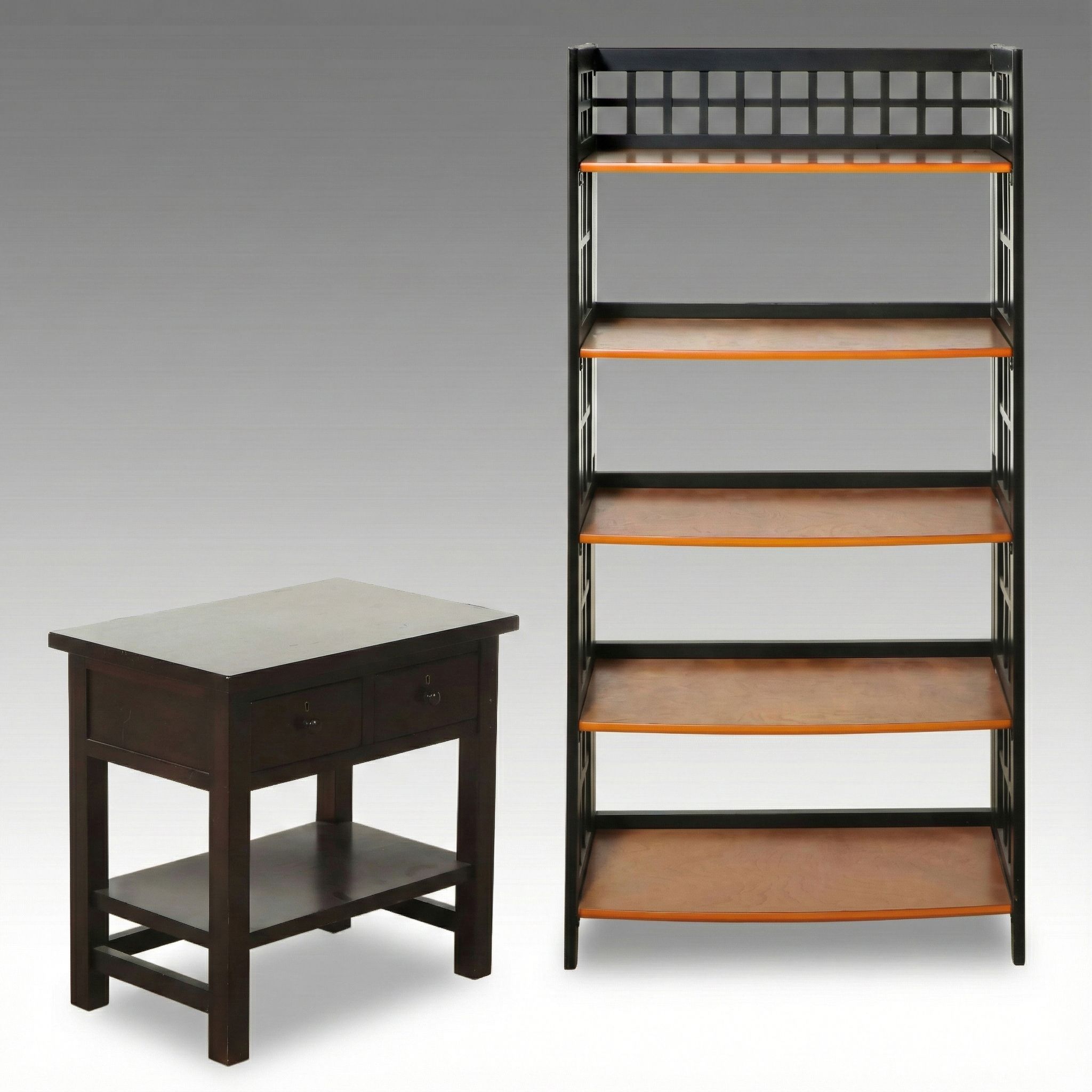 Pier 1 Imports Mission Style Folding Shelf with Other Walnut Finish Side Table