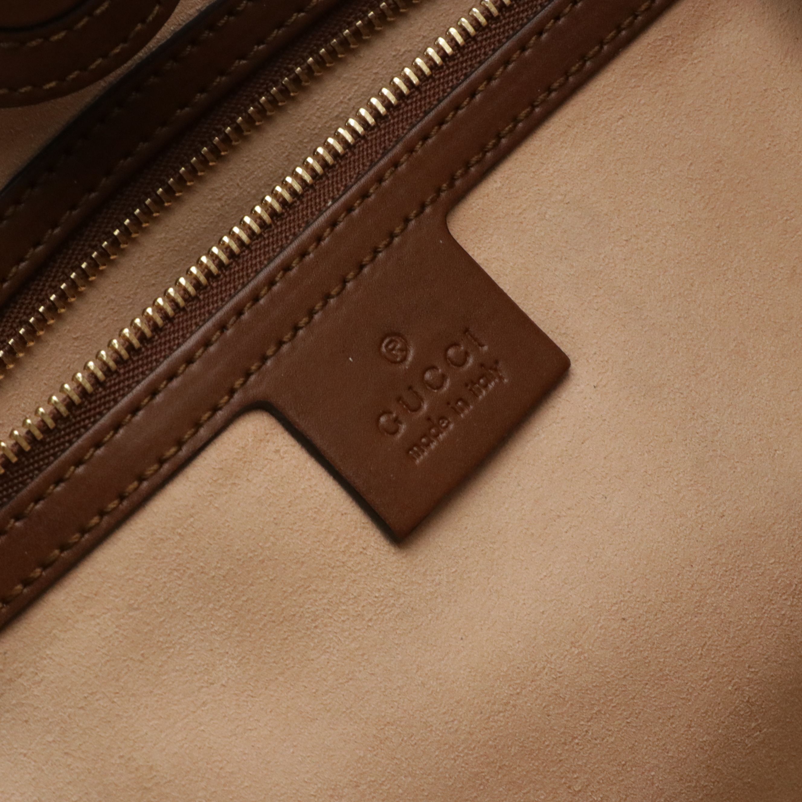 Gucci GG Supreme and Brown Leather Top Handle Tote