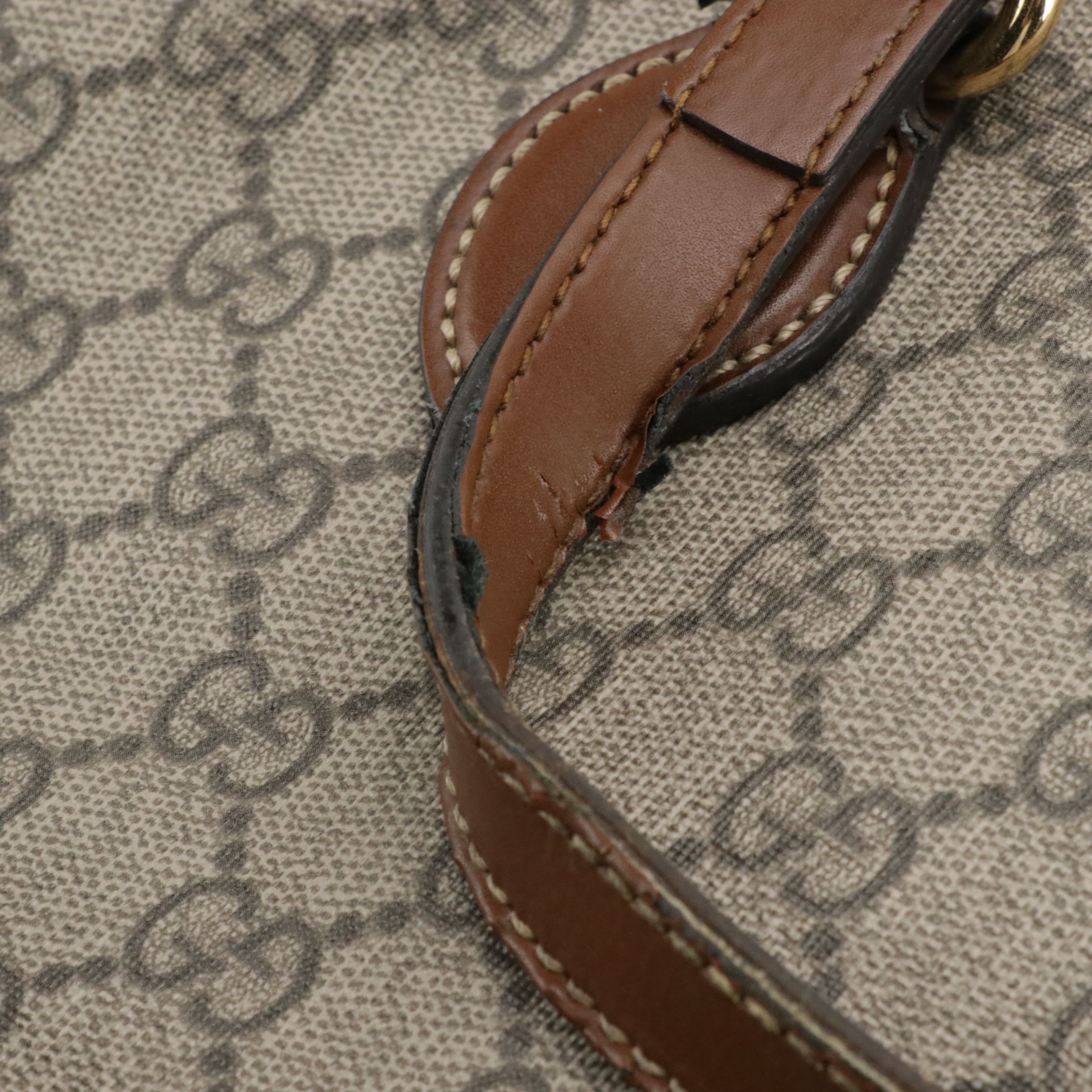 Gucci GG Supreme and Brown Leather Top Handle Tote