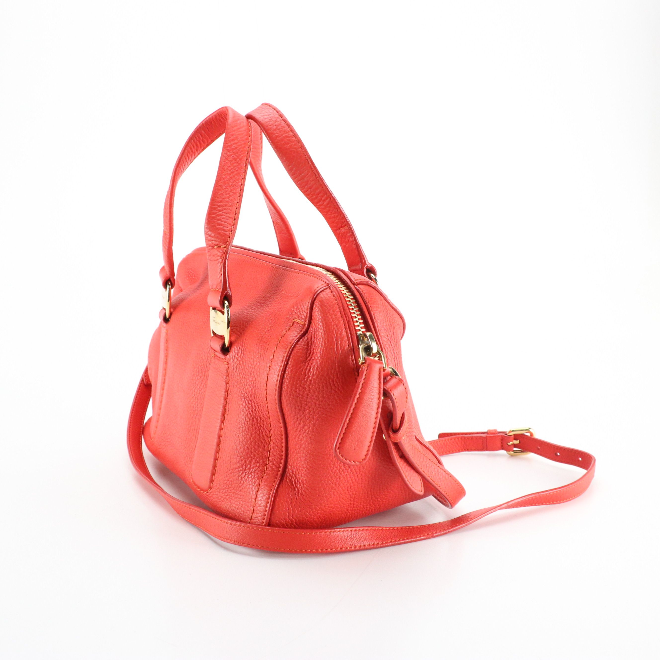 Salvatore Ferragamo Two-Way Bag in Red Grained Leather