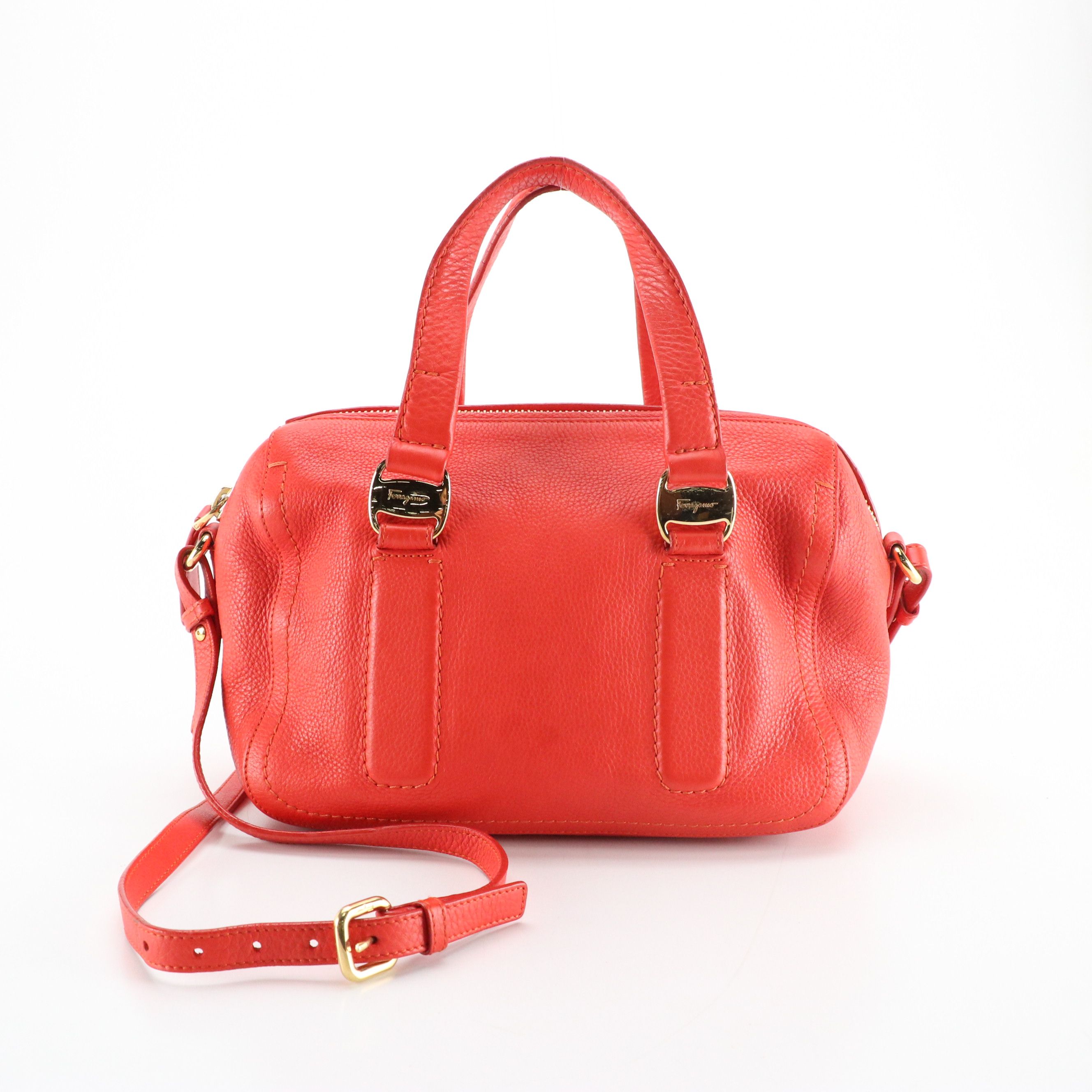 Salvatore Ferragamo Two-Way Bag in Red Grained Leather