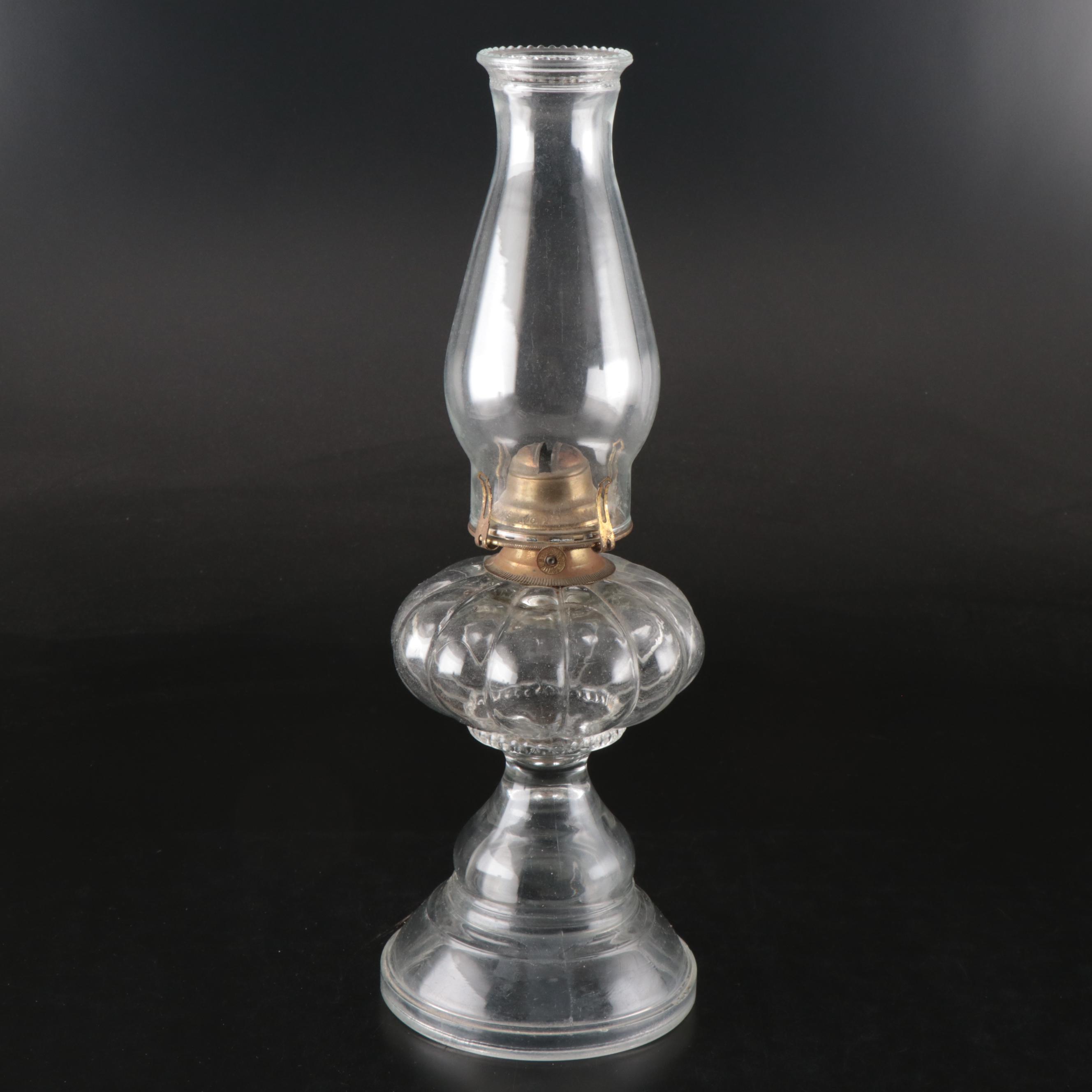 Victorian Style Pressed Glass with Scovill Queen No. 2 Kerosene Lamp