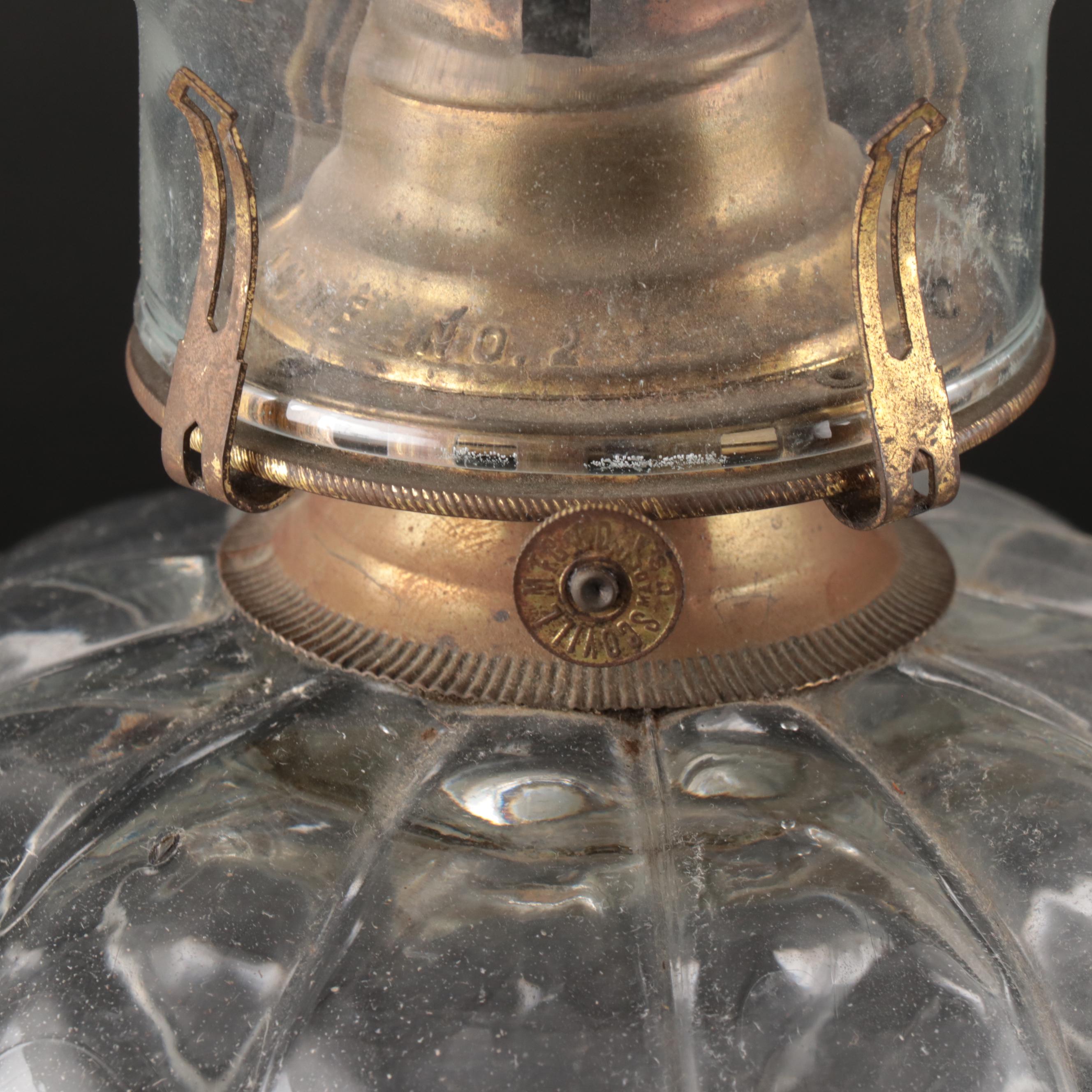 Victorian Style Pressed Glass with Scovill Queen No. 2 Kerosene Lamp
