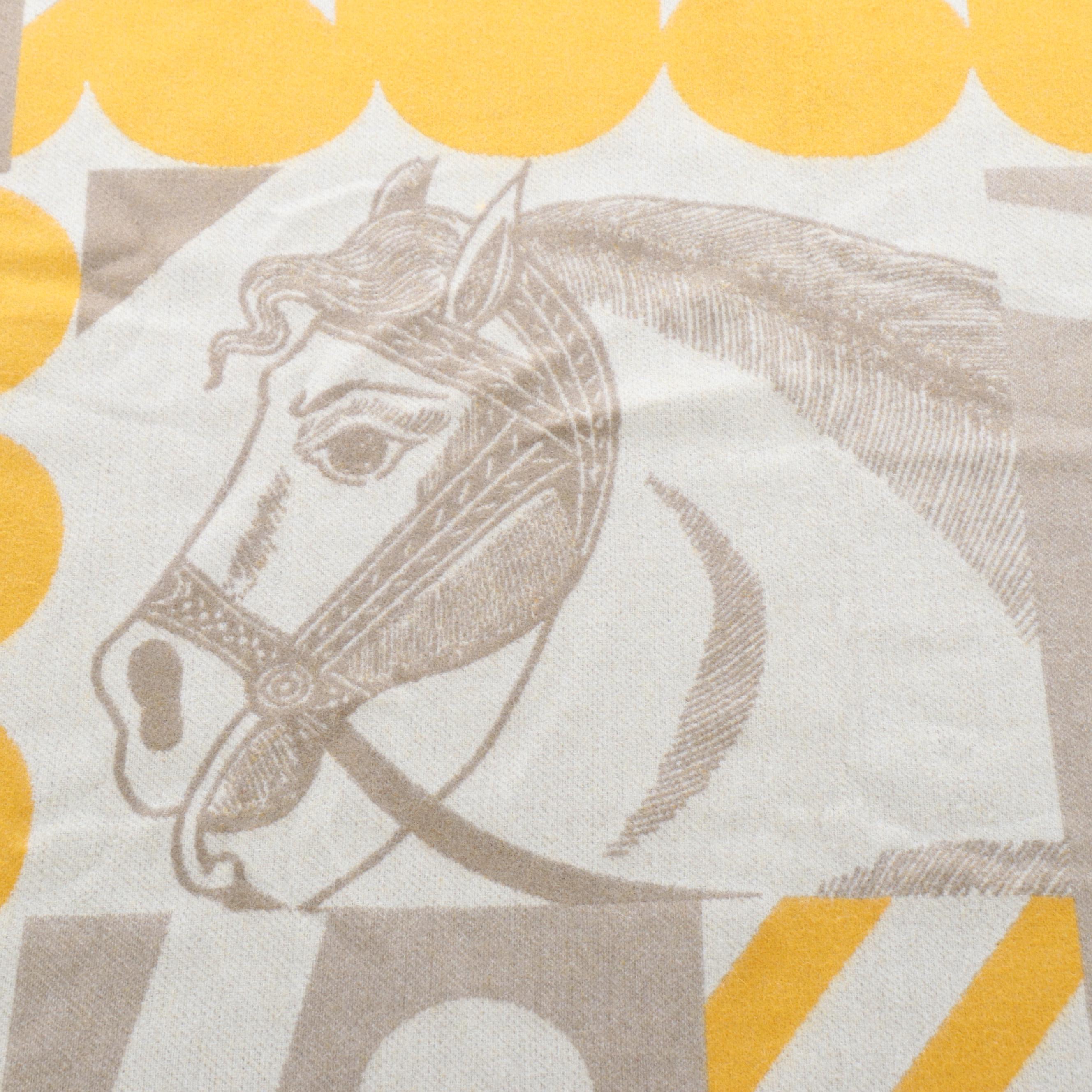 Hermès "Cheval Joker" Merino Wool and Cashmere Blanket