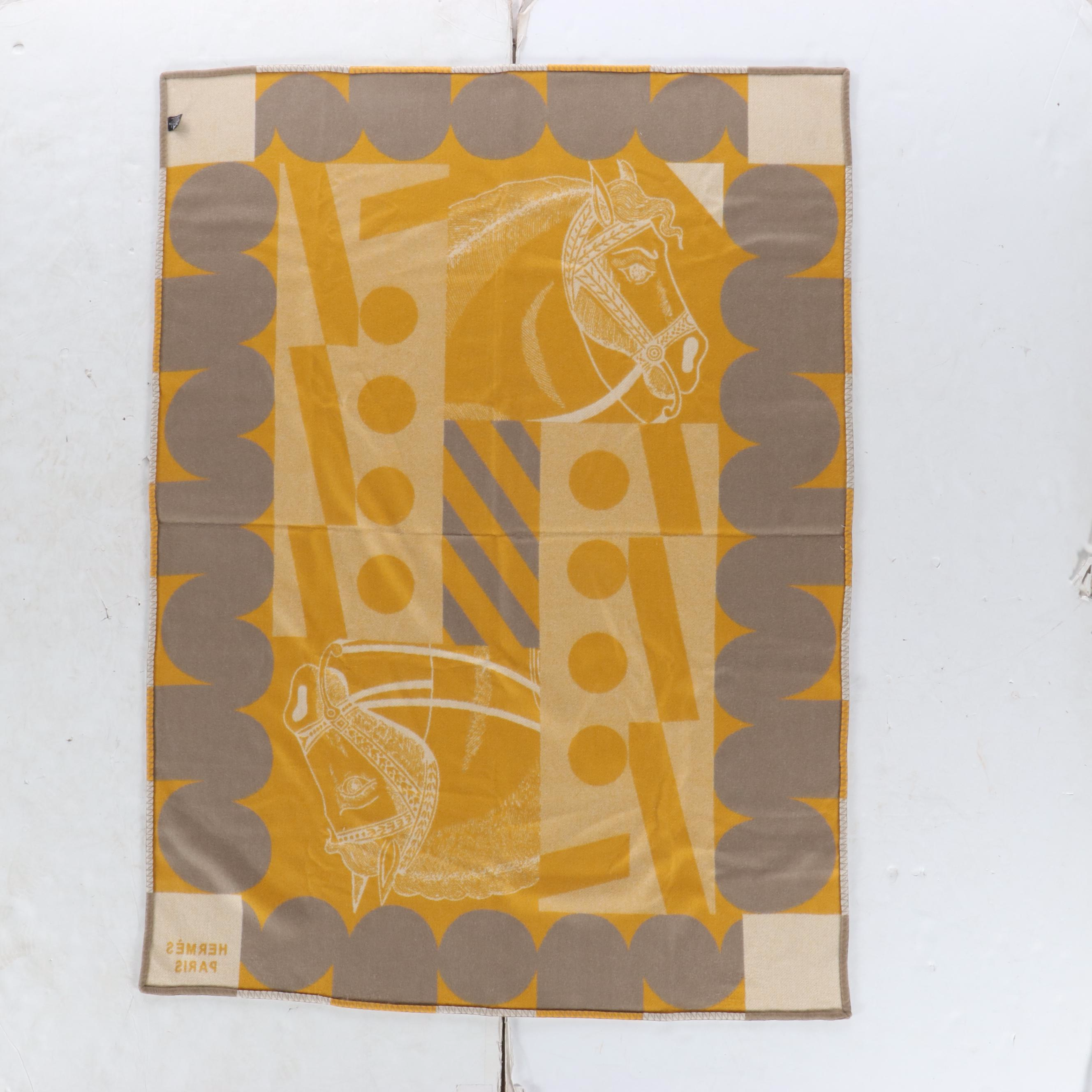 Hermès "Cheval Joker" Merino Wool and Cashmere Blanket