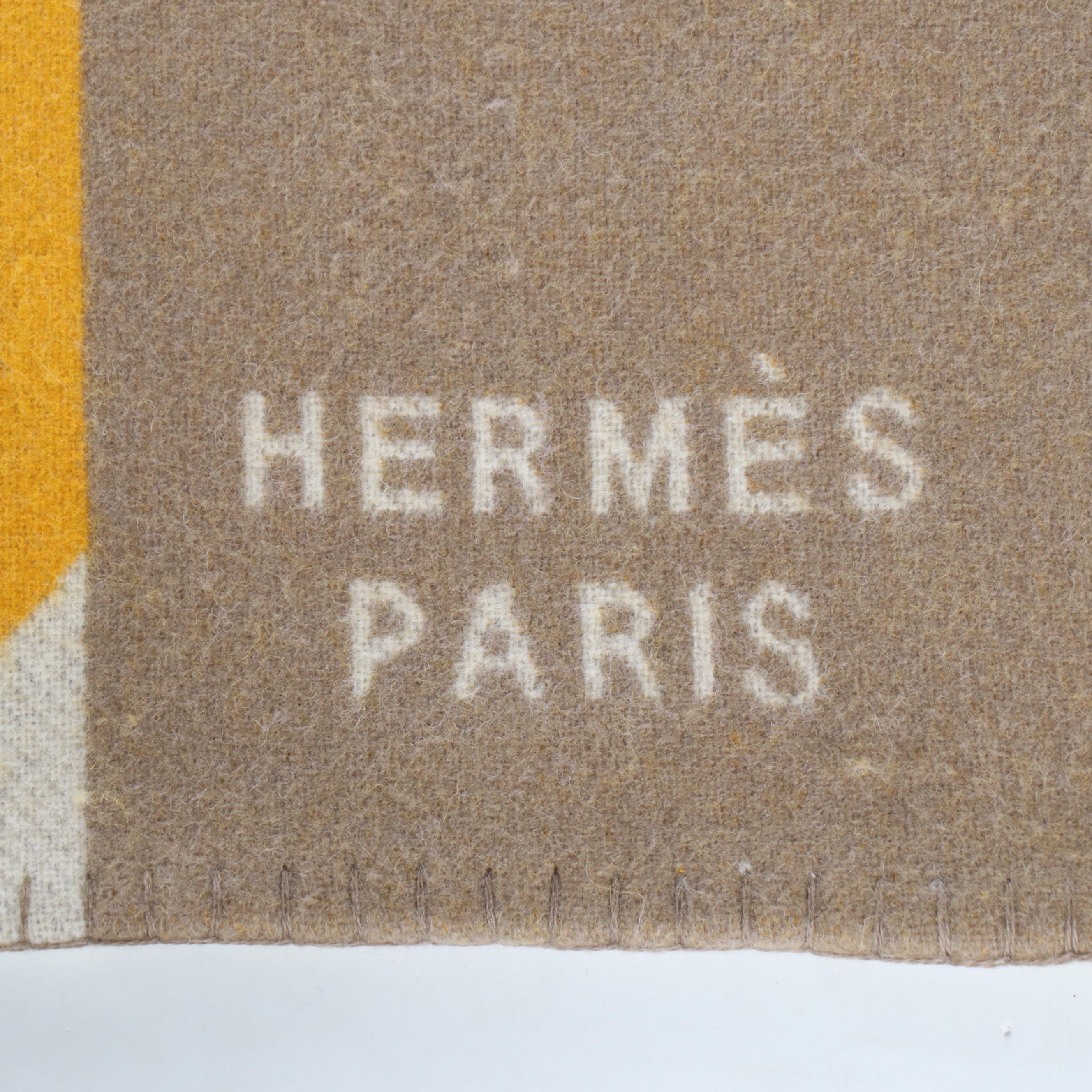 Hermès "Cheval Joker" Merino Wool and Cashmere Blanket