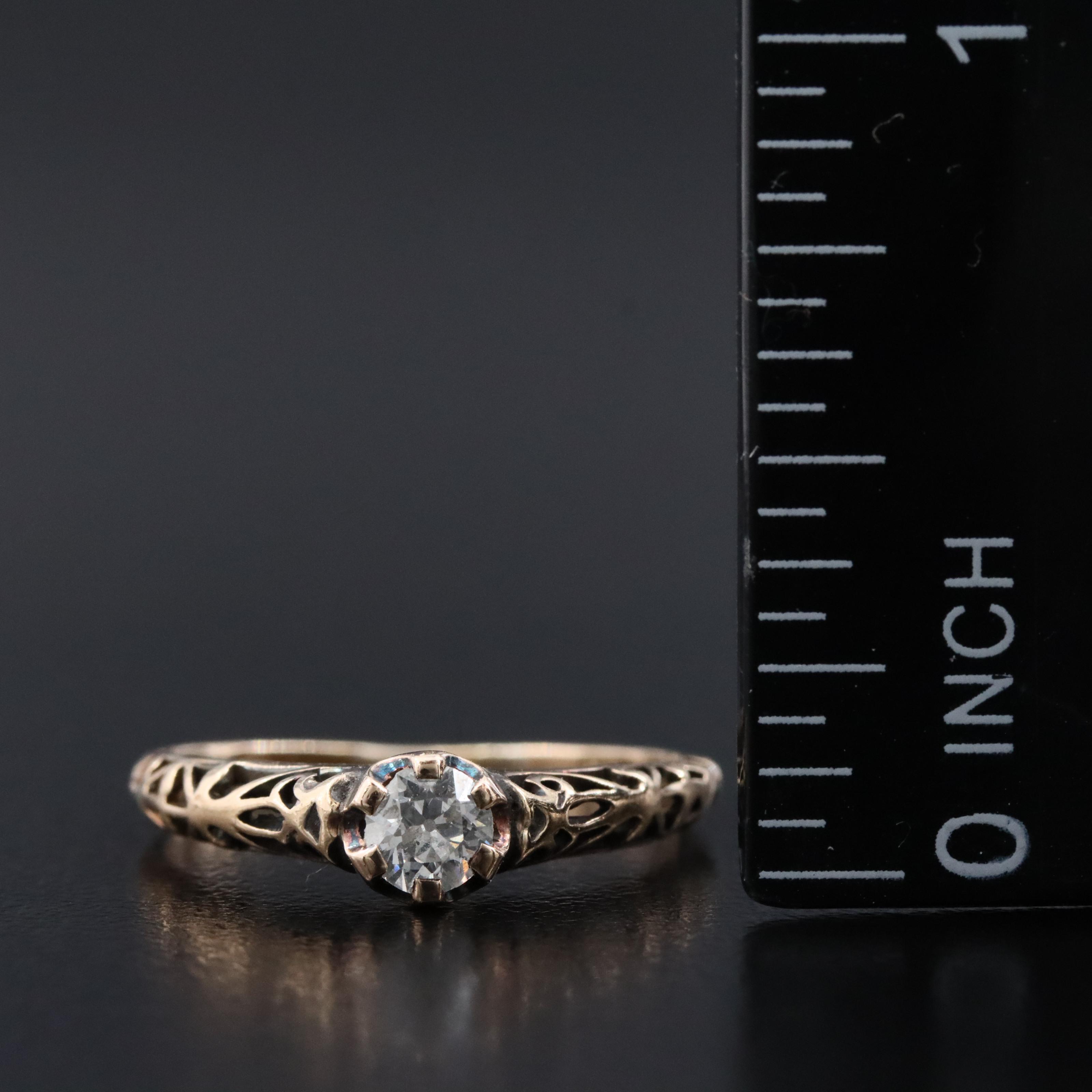 Vintage 14K 0.23 CT Diamond Solitaire Ring