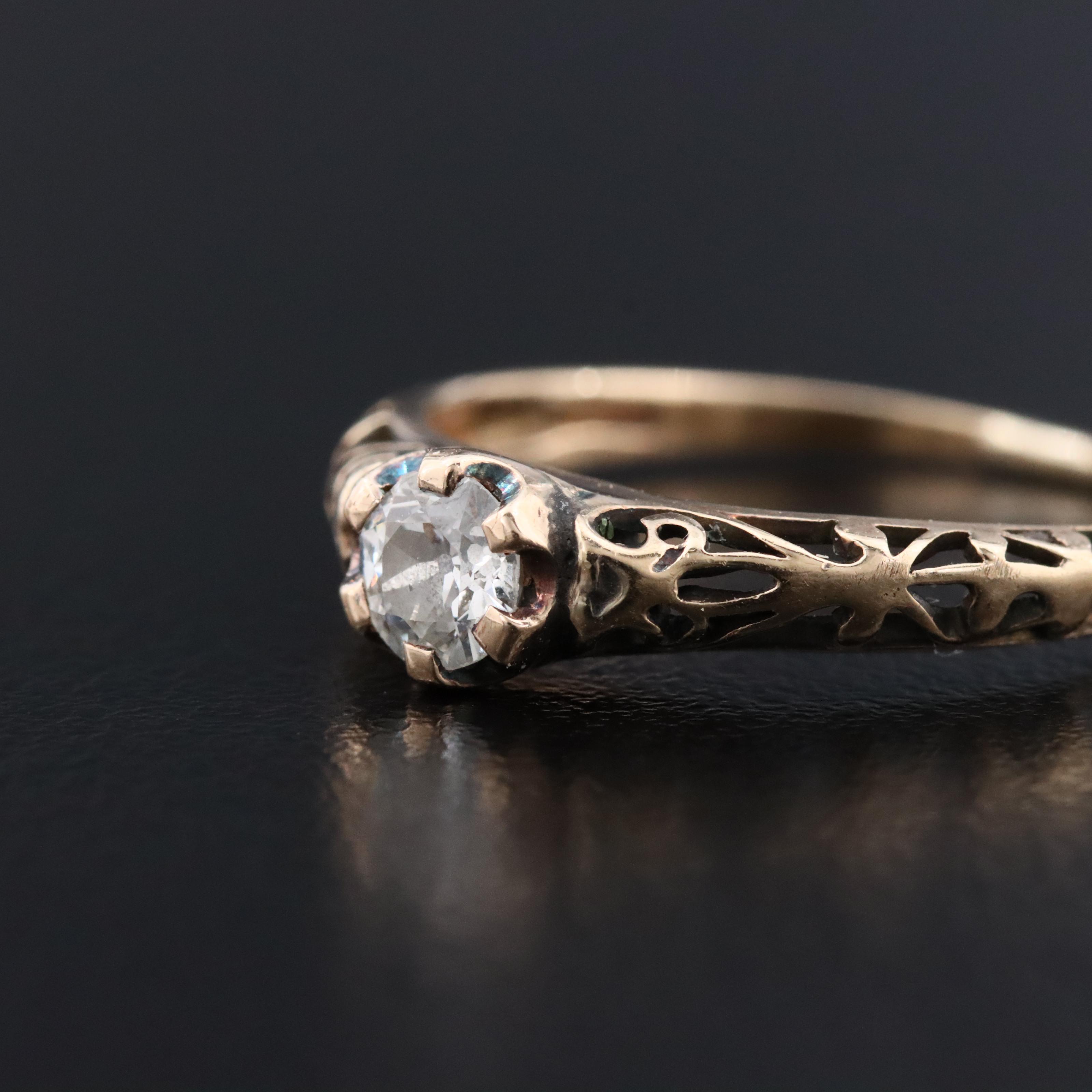 Vintage 14K 0.23 CT Diamond Solitaire Ring