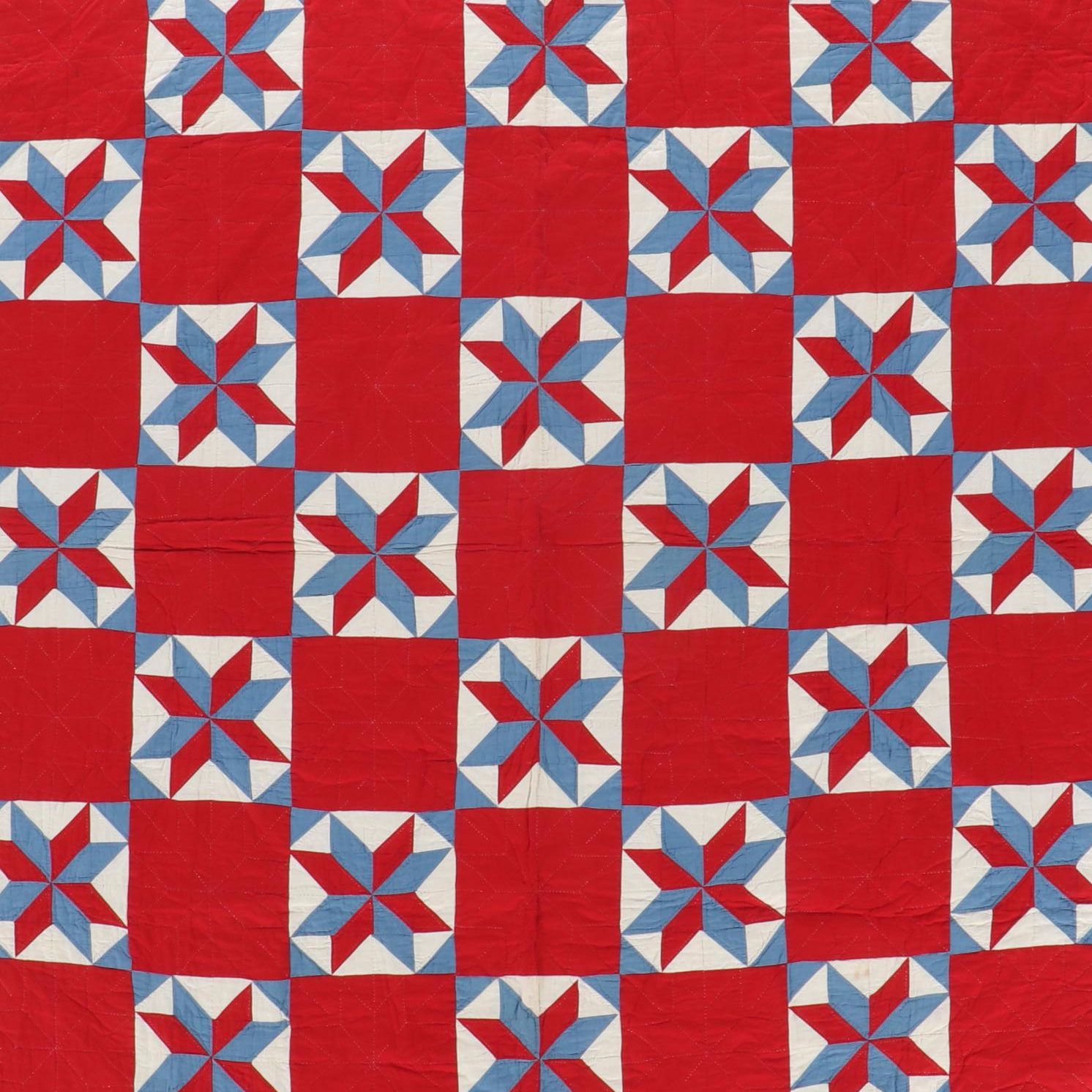 Red, White, and Blue "LeMoyne Stars" Quilt