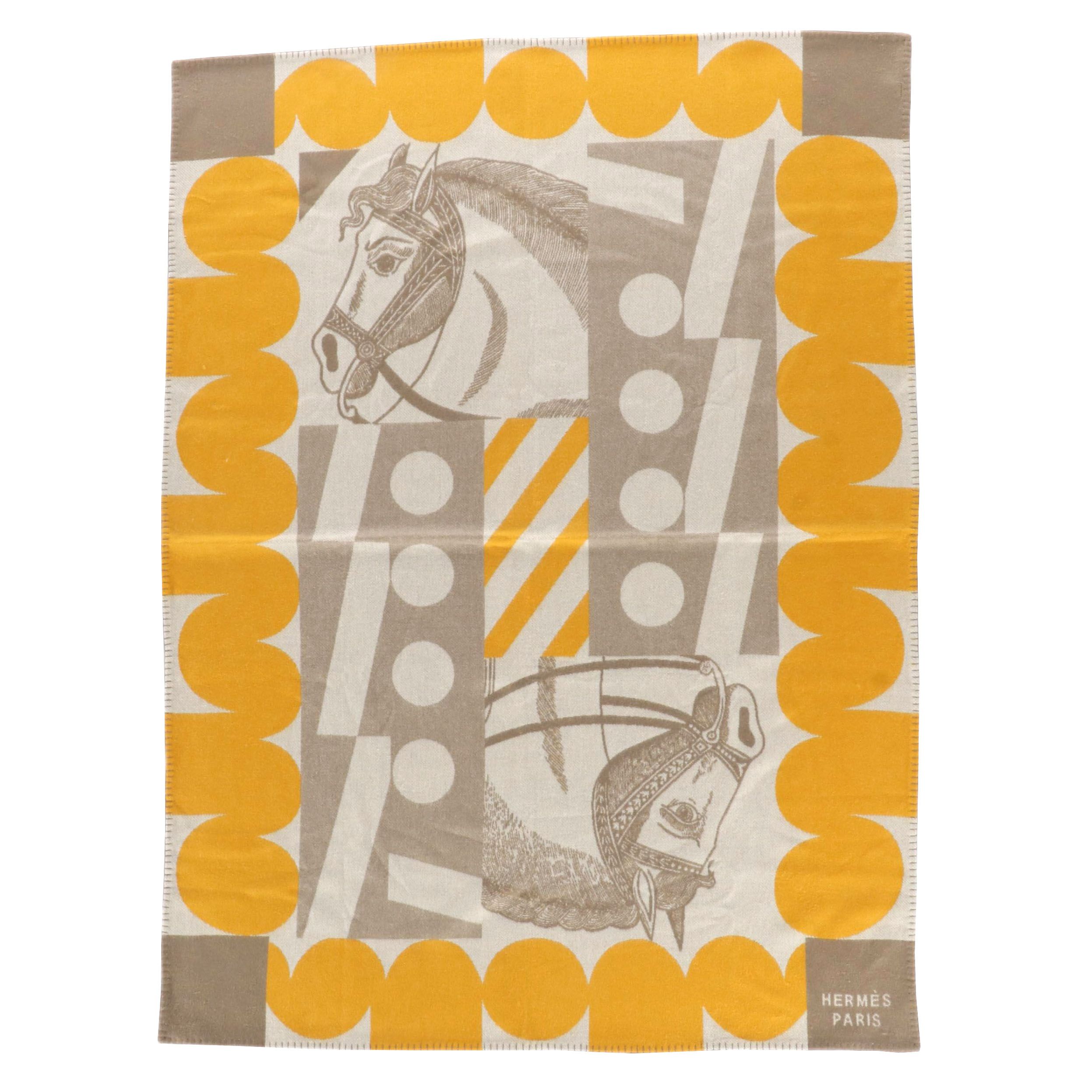 Hermès "Cheval Joker" Merino Wool and Cashmere Blanket
