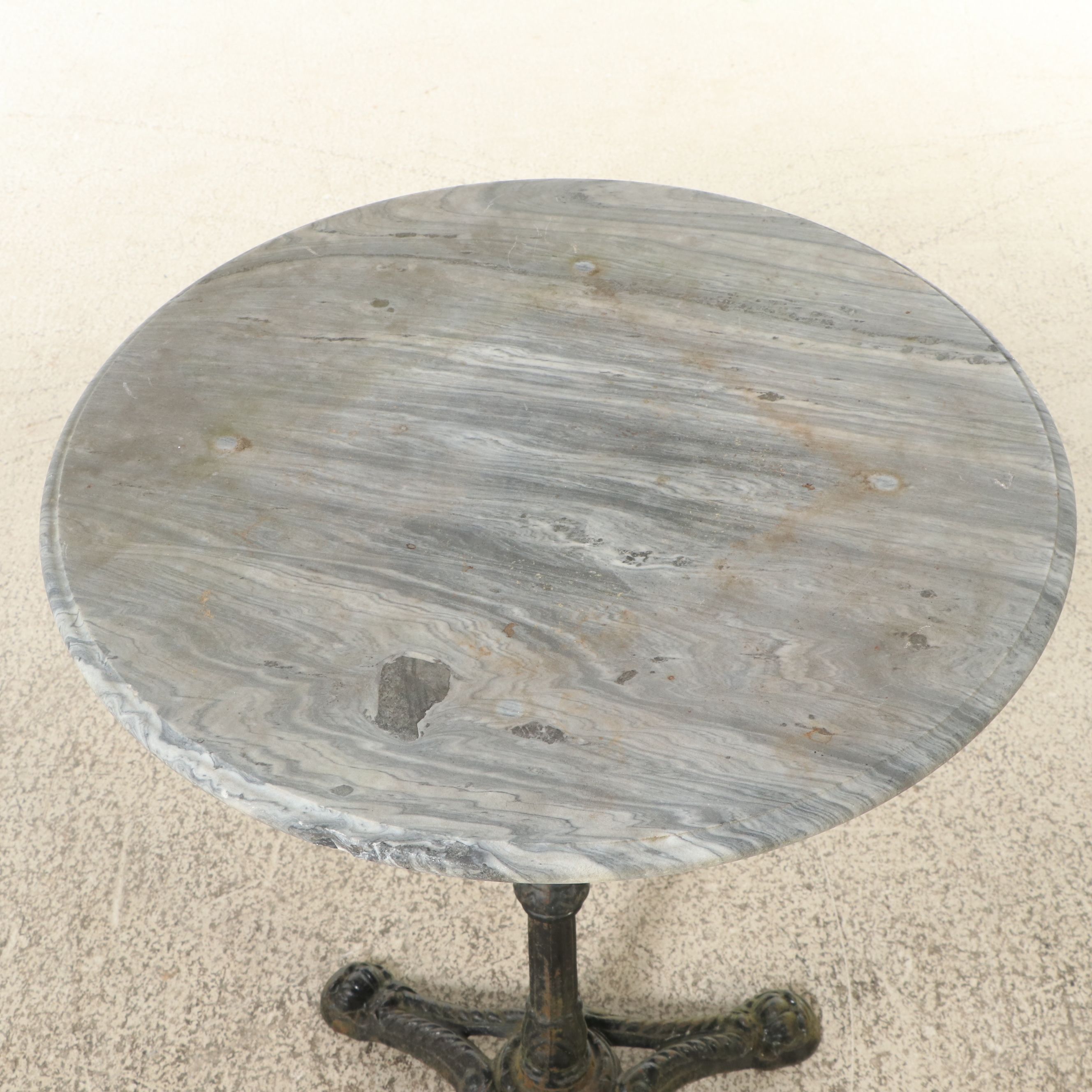 Victorian Cast Iron Patio Bistro Table with Marble Top