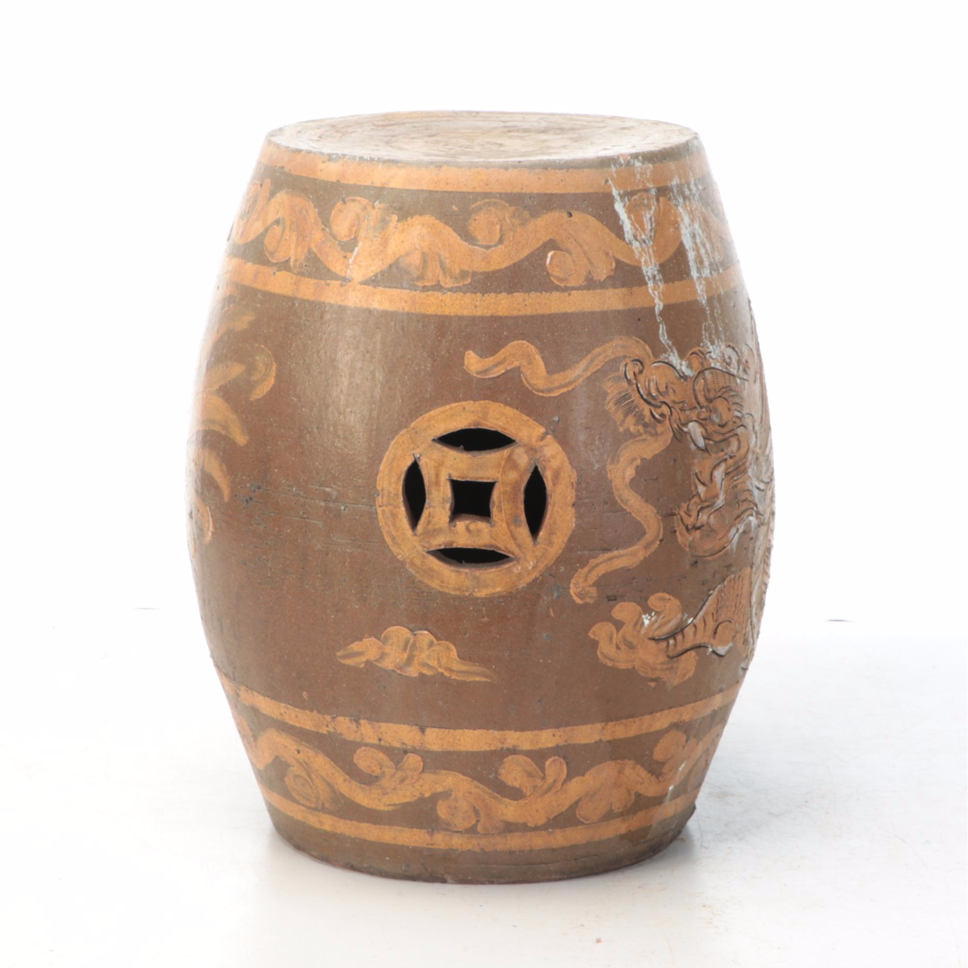 Chinese Style Dragon Stoneware Garden Stool