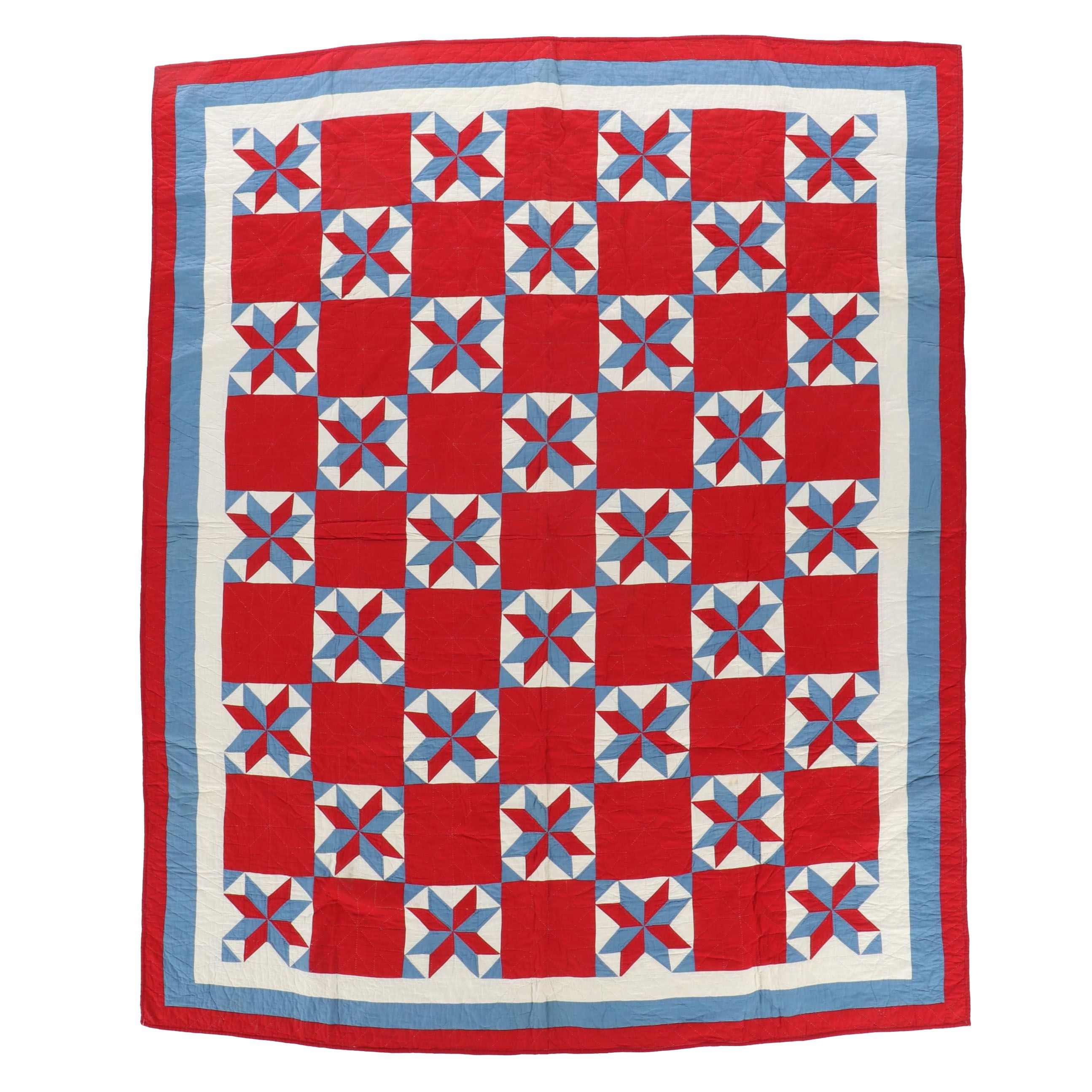 Red, White, and Blue "LeMoyne Stars" Quilt