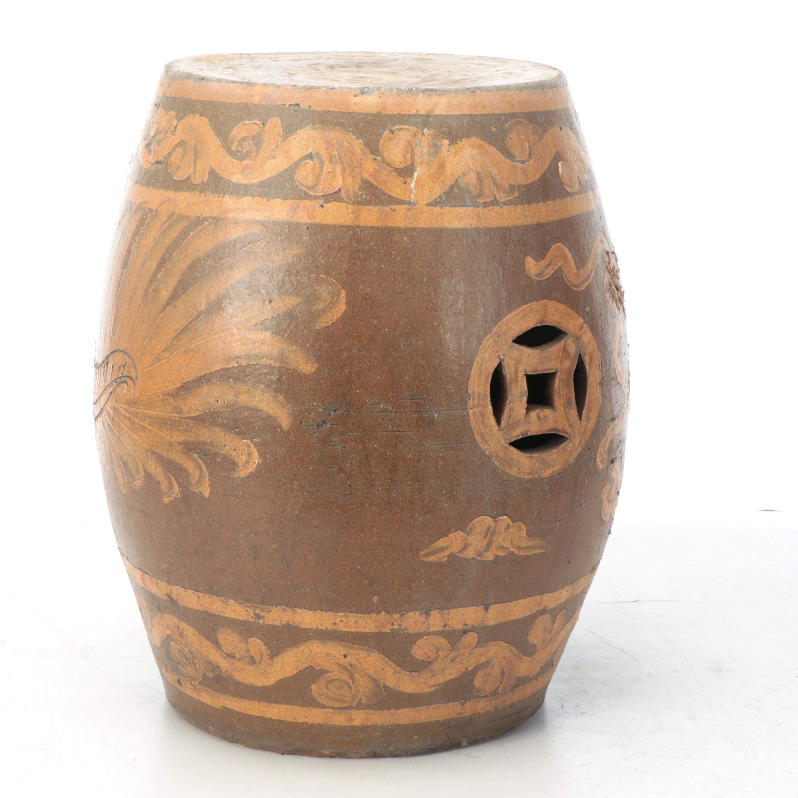 Chinese Style Dragon Stoneware Garden Stool