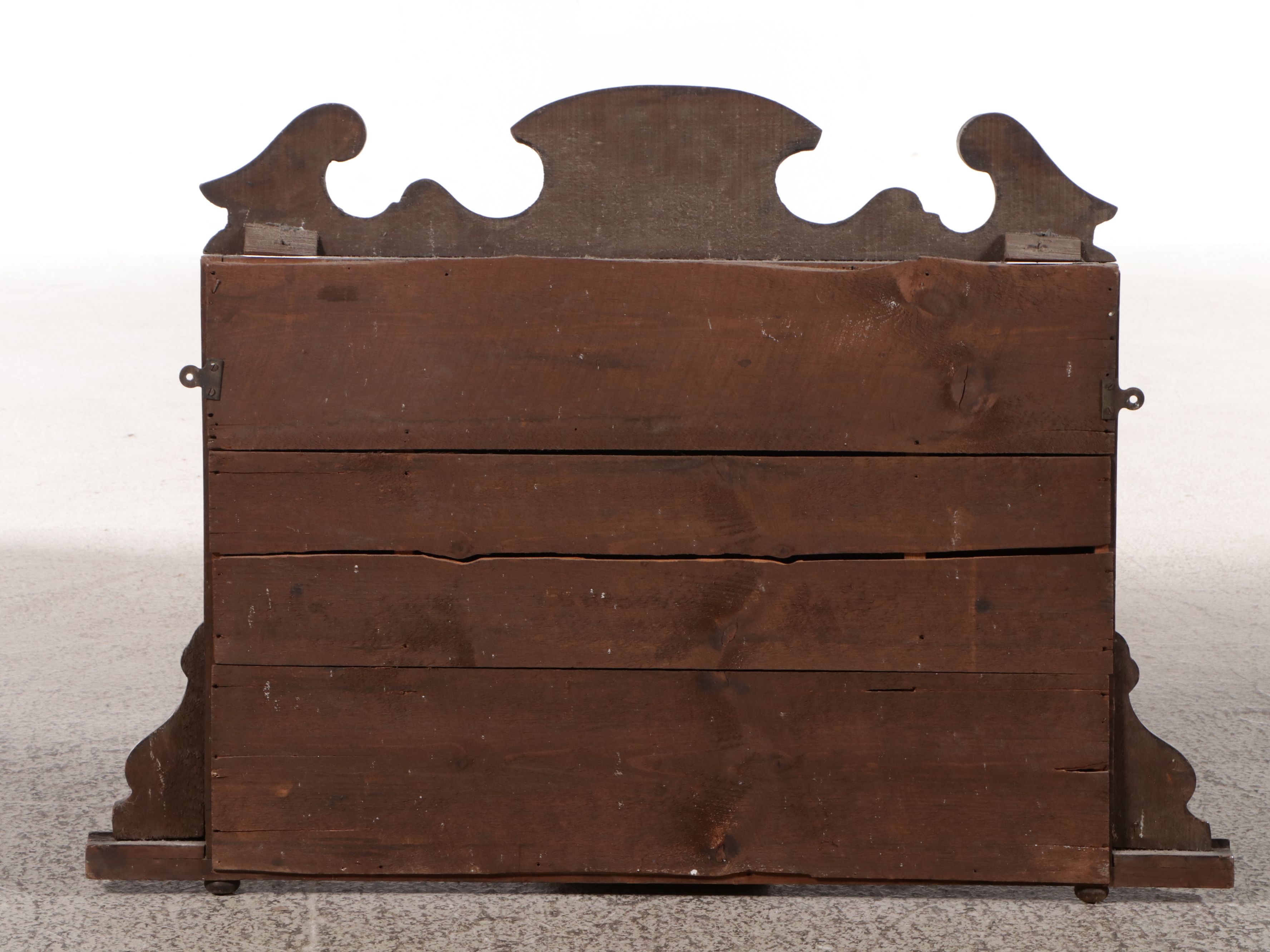 Arts & Crafts Style Carved Wood Overmantel Mirror with Candle Shelves