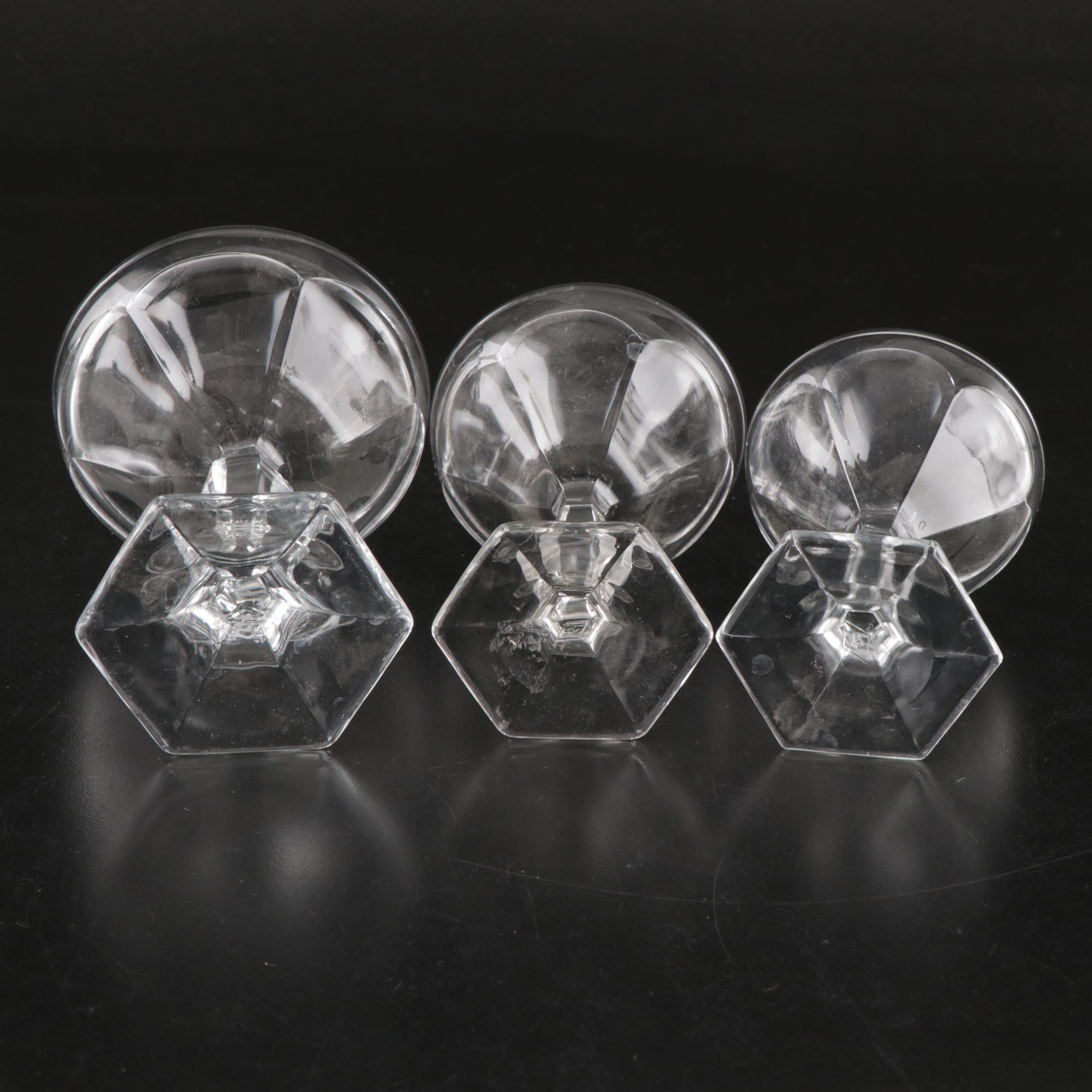 Etched Glass Coupes, Juice Glasses, Shakers, Serving Bowl, and More Tableware