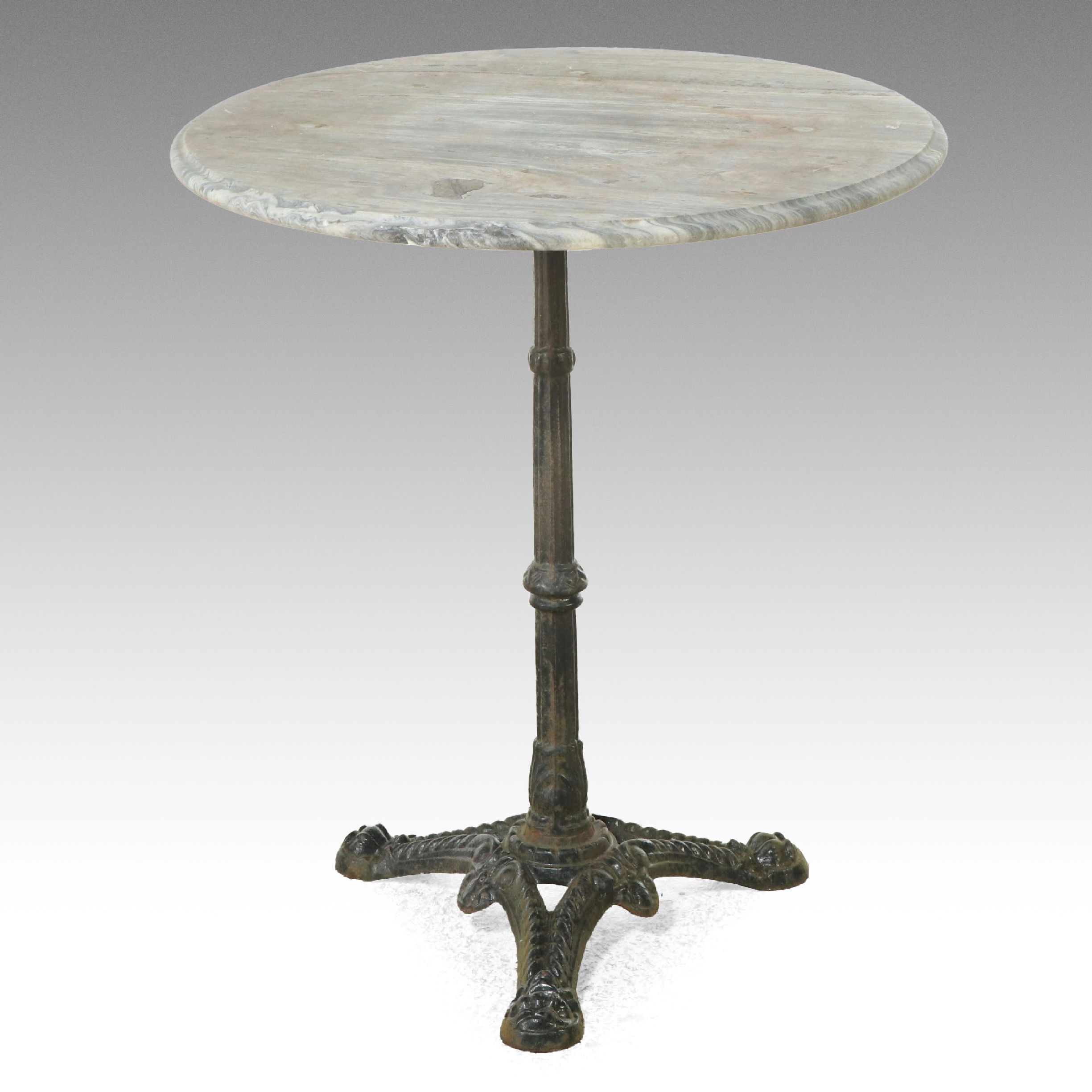 Victorian Cast Iron Patio Bistro Table with Marble Top