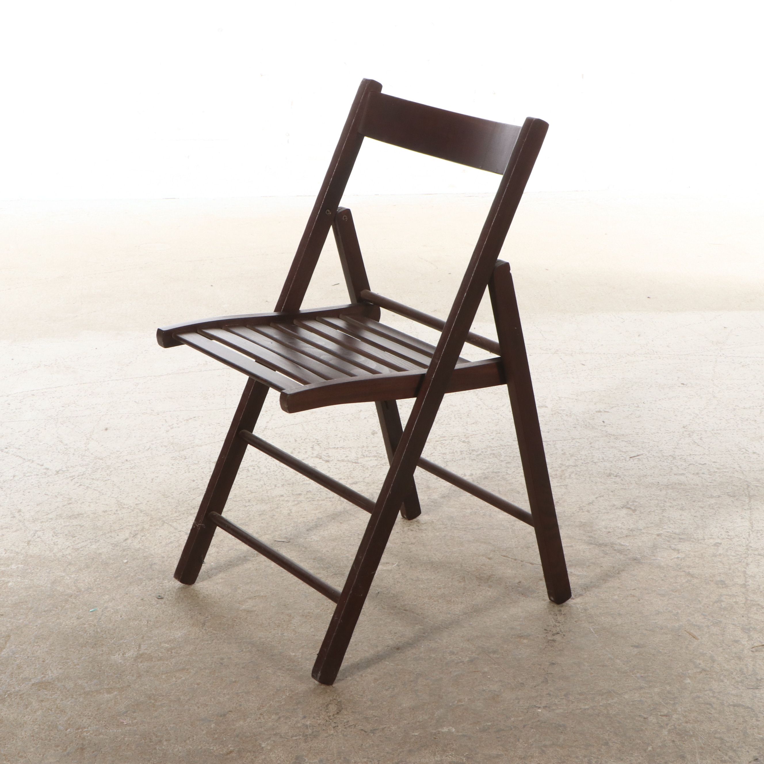 Set of Four Mid Century Style Walnut Finish Folding Chairs