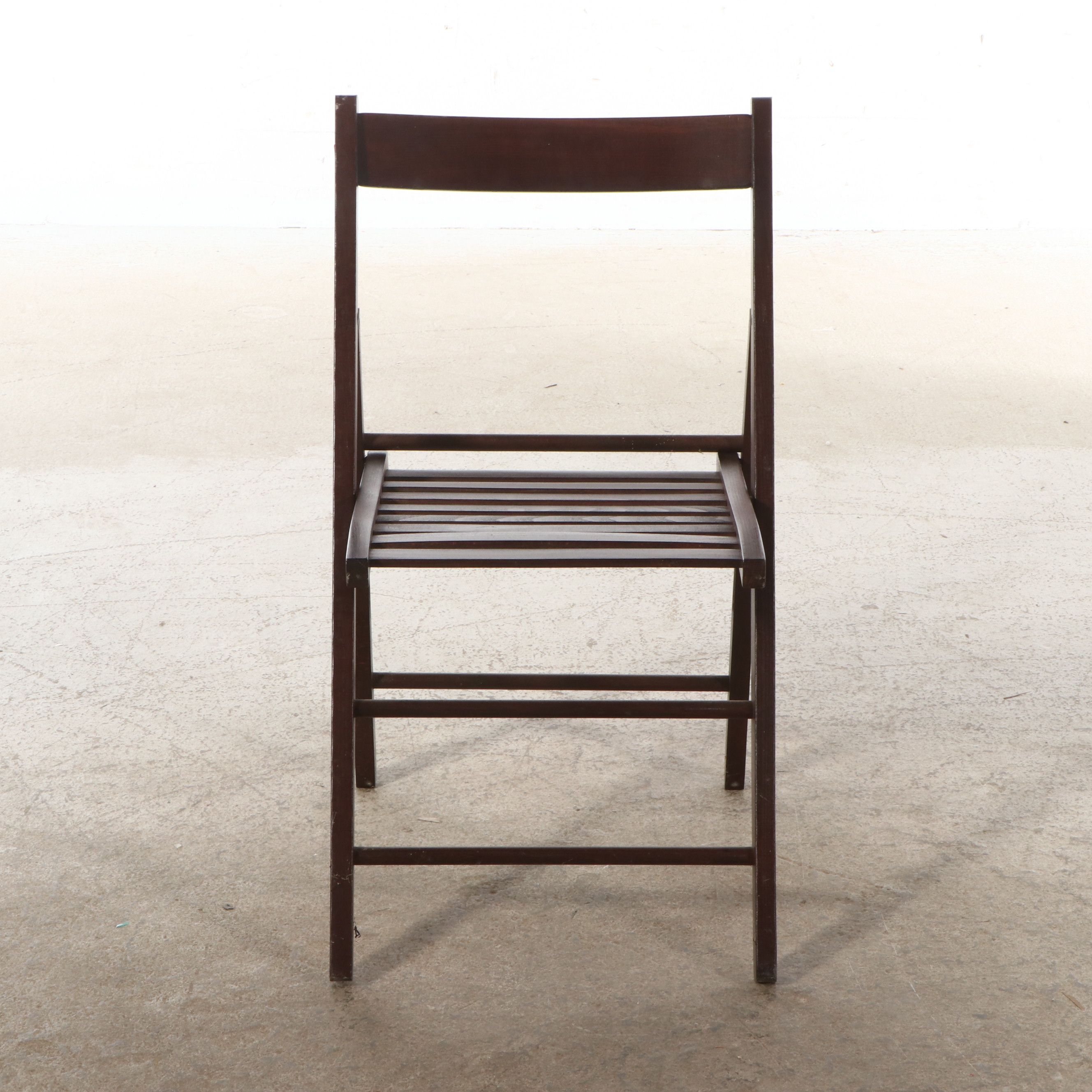 Set of Four Mid Century Style Walnut Finish Folding Chairs