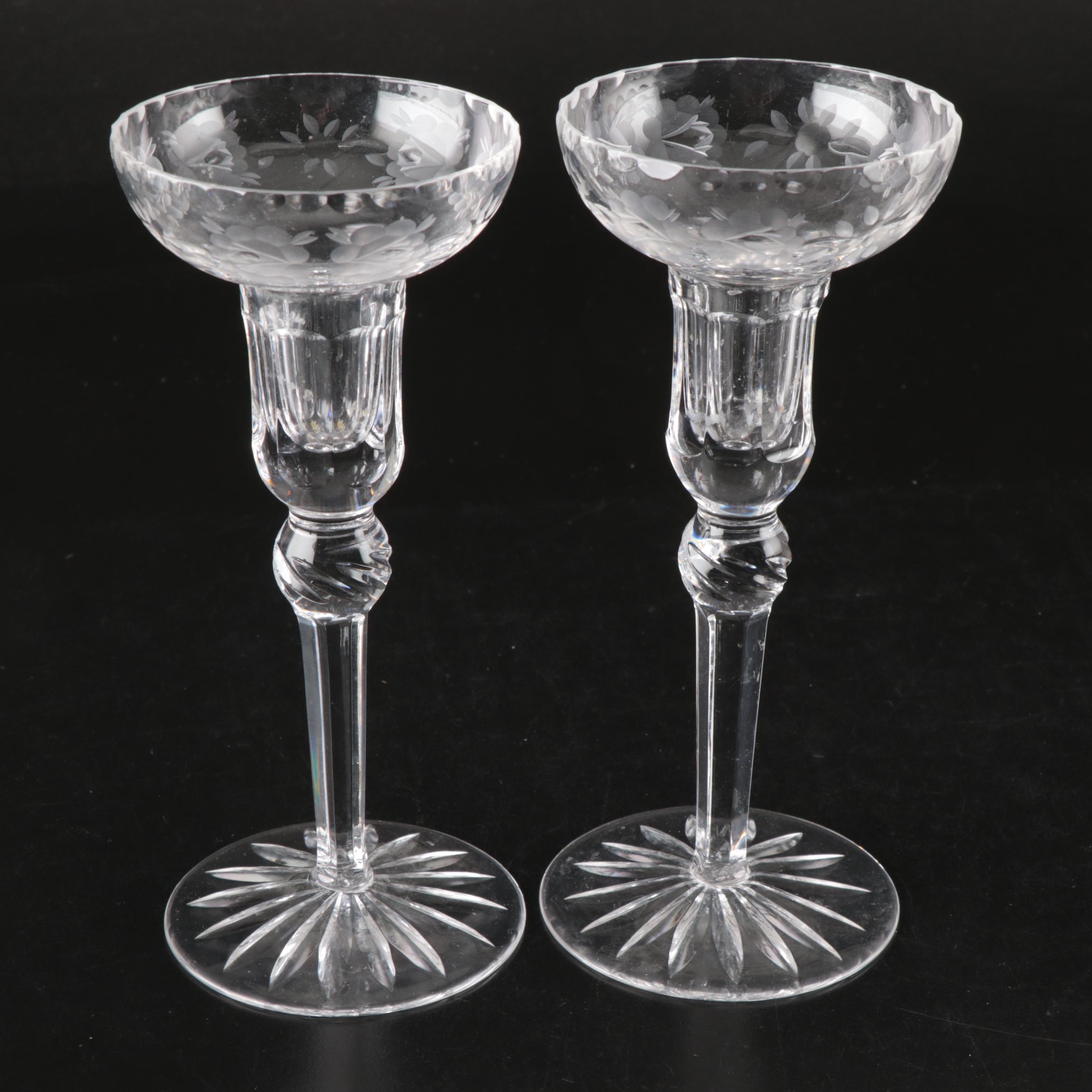 Etched Glass Coupes, Juice Glasses, Shakers, Serving Bowl, and More Tableware