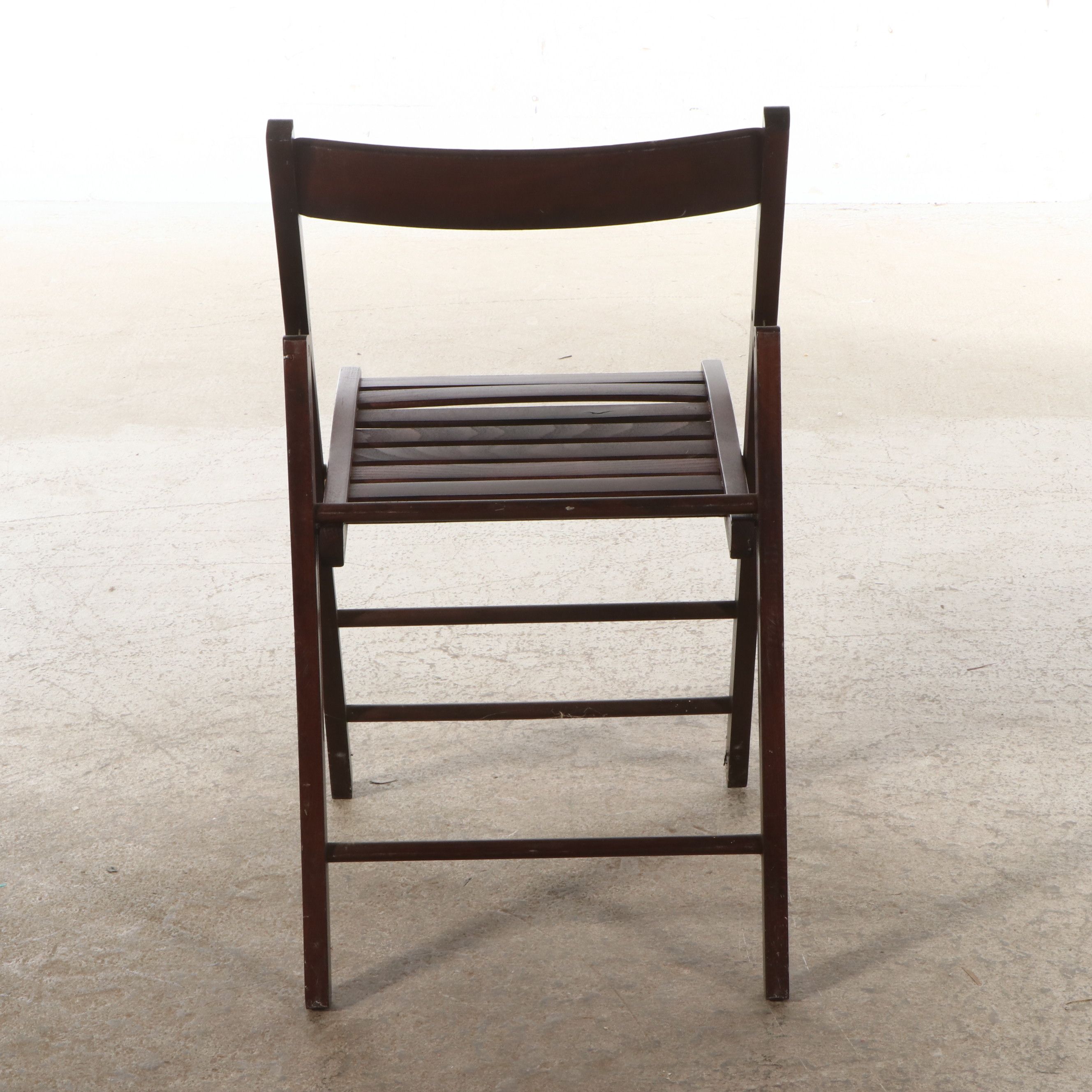 Set of Four Mid Century Style Walnut Finish Folding Chairs