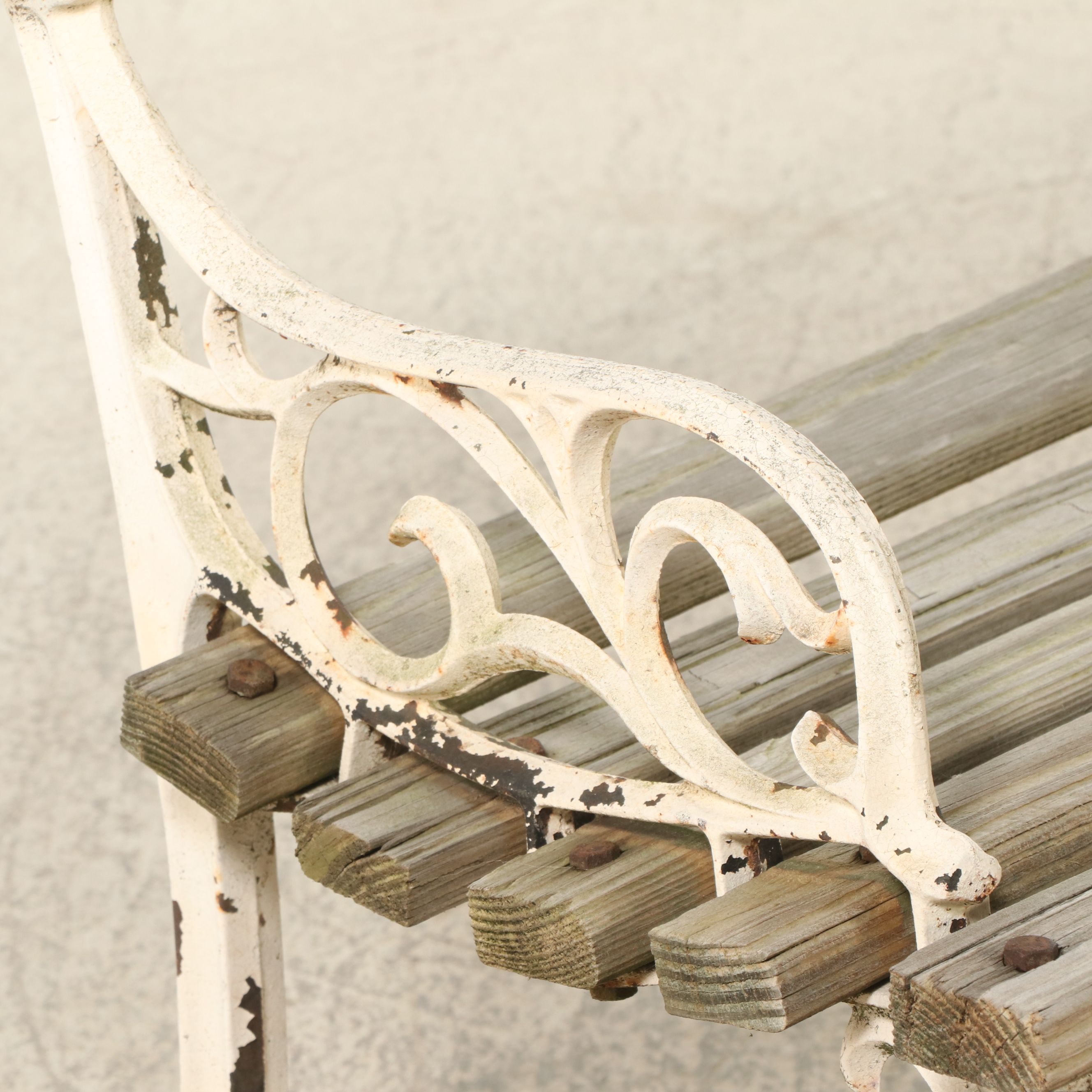 Victorian Style Cast Iron and Slat Wood Bench, Vintage