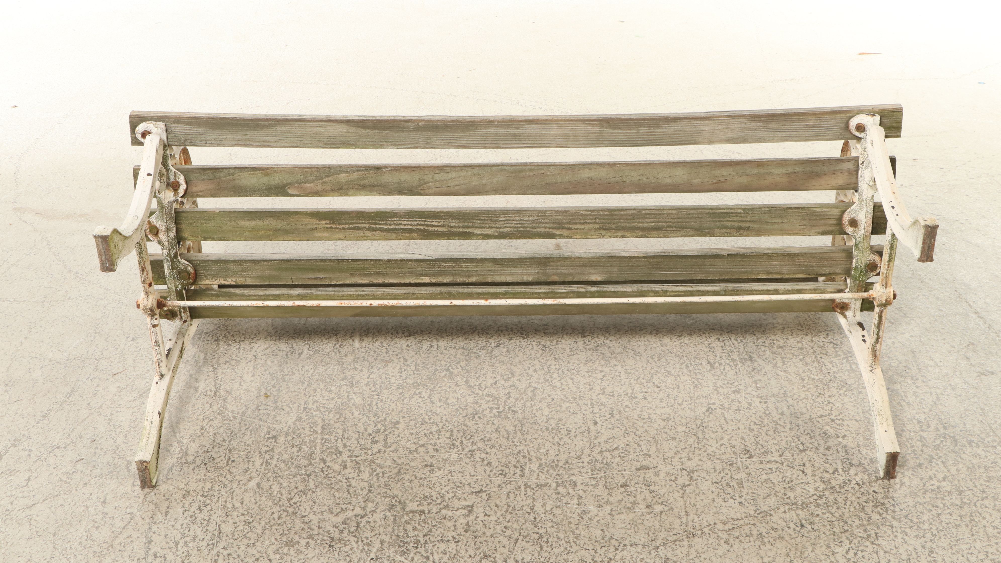 Victorian Style Cast Iron and Slat Wood Bench, Vintage