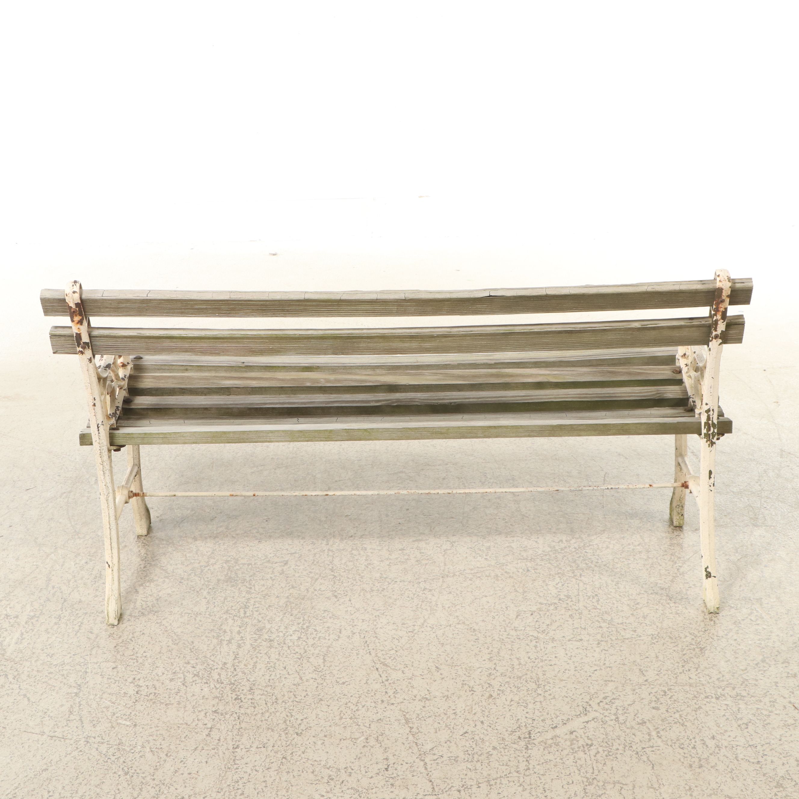 Victorian Style Cast Iron and Slat Wood Bench, Vintage