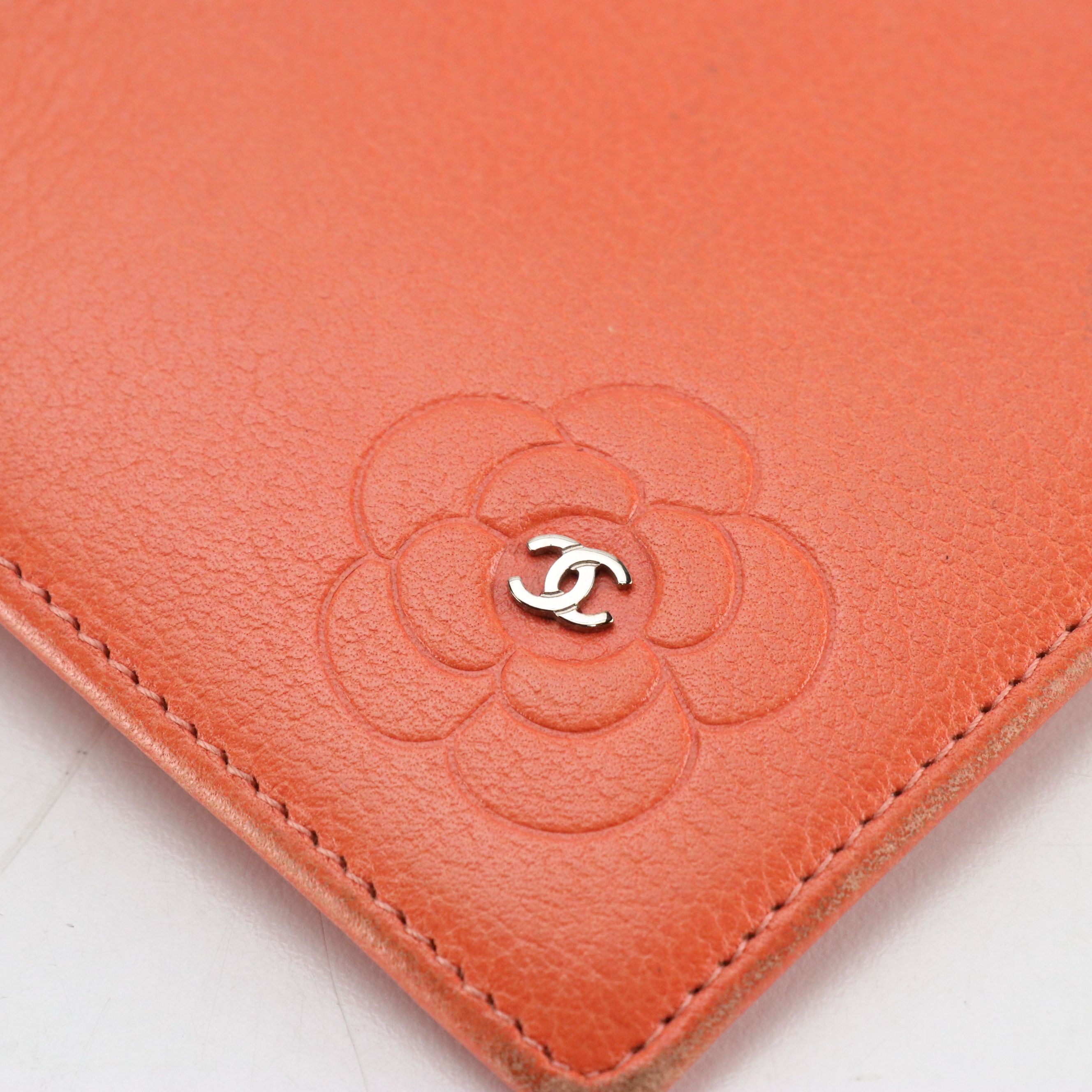 Chanel Camellia Embossed L Yen Wallet in Goatskin Leather with Gift Box