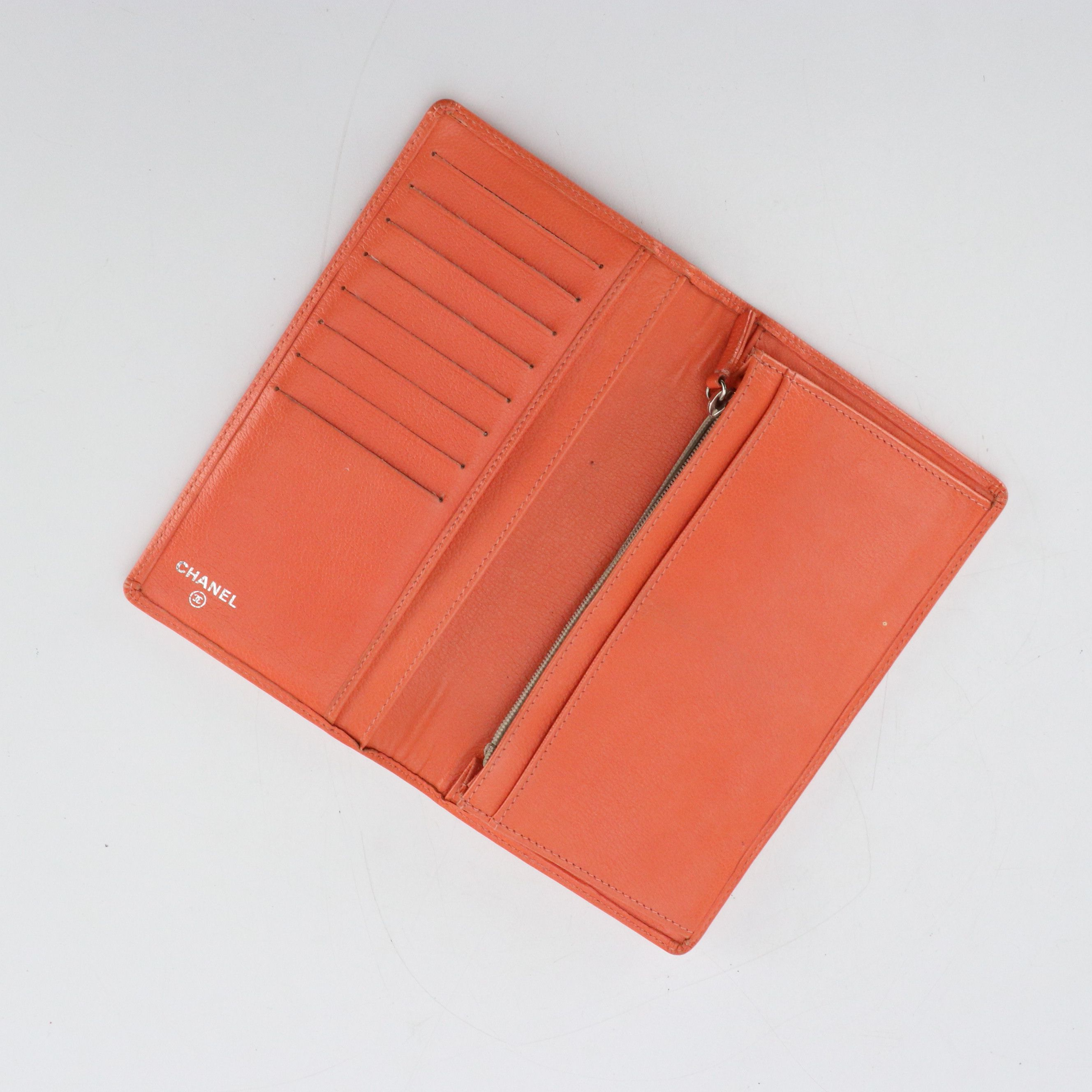 Chanel Camellia Embossed L Yen Wallet in Goatskin Leather with Gift Box