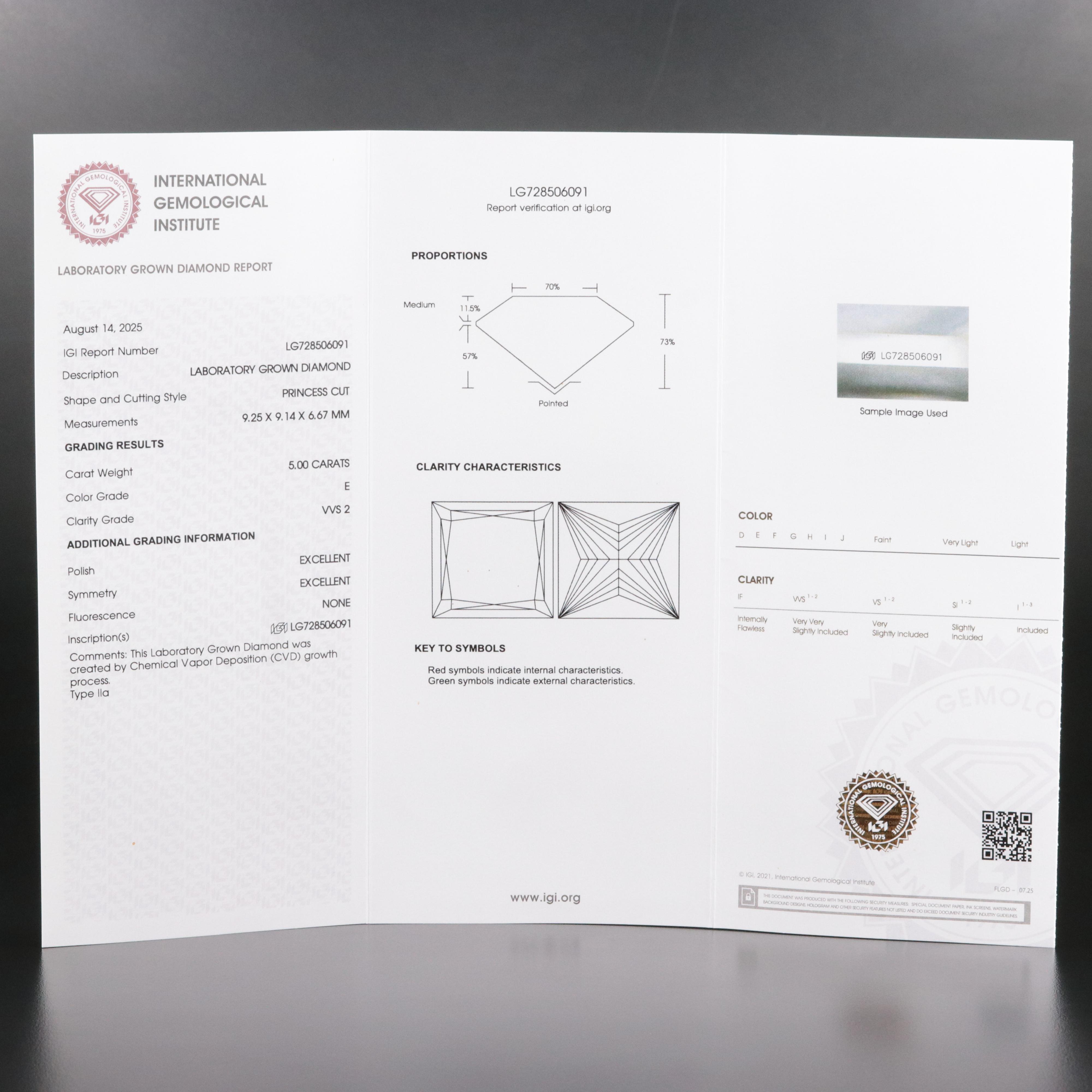 14K 5.00 CT Lab Grown Diamond Solitaire Ring with IGI Report