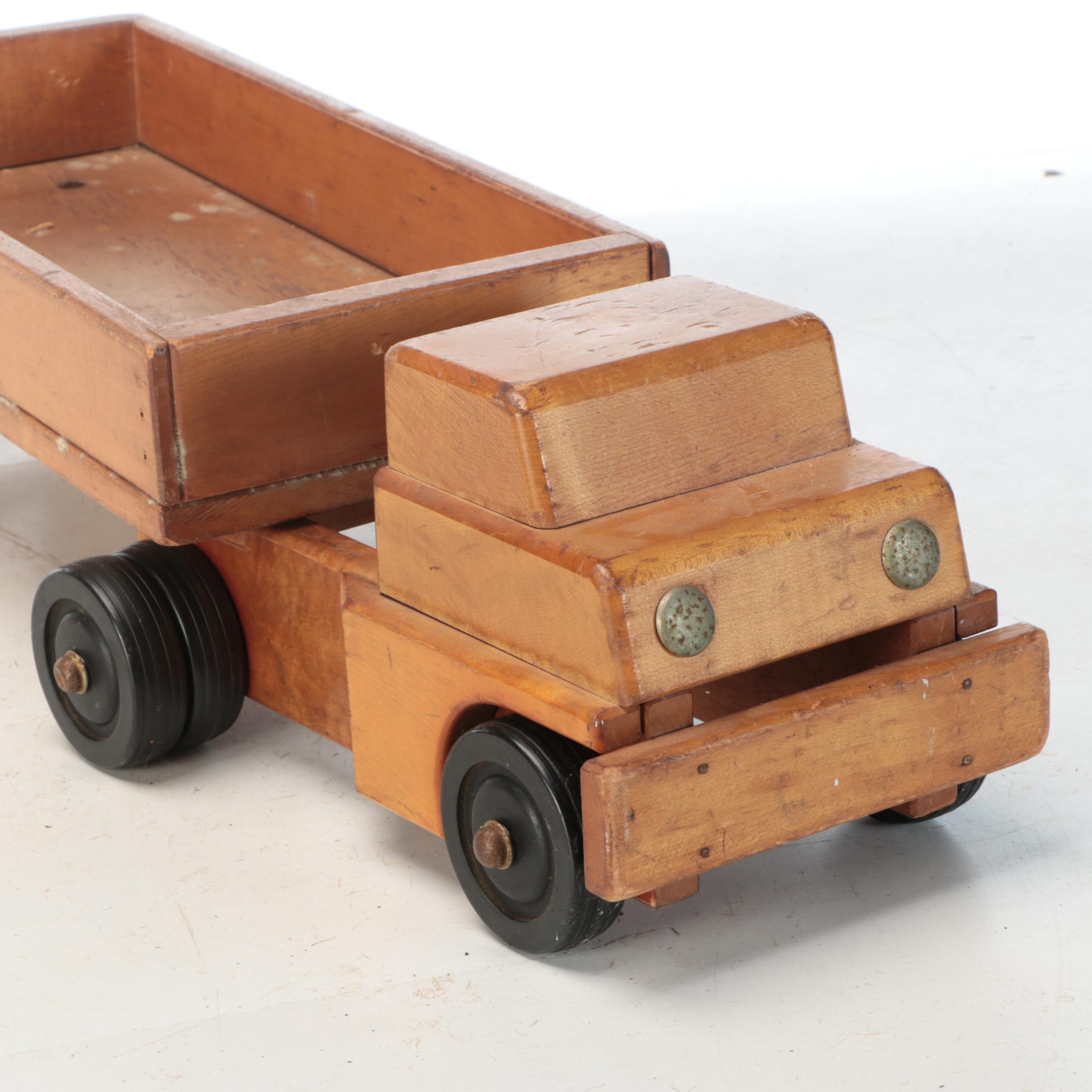 Oak Wood Children's Building Block Set in Drawer, and Maple Toy Truck