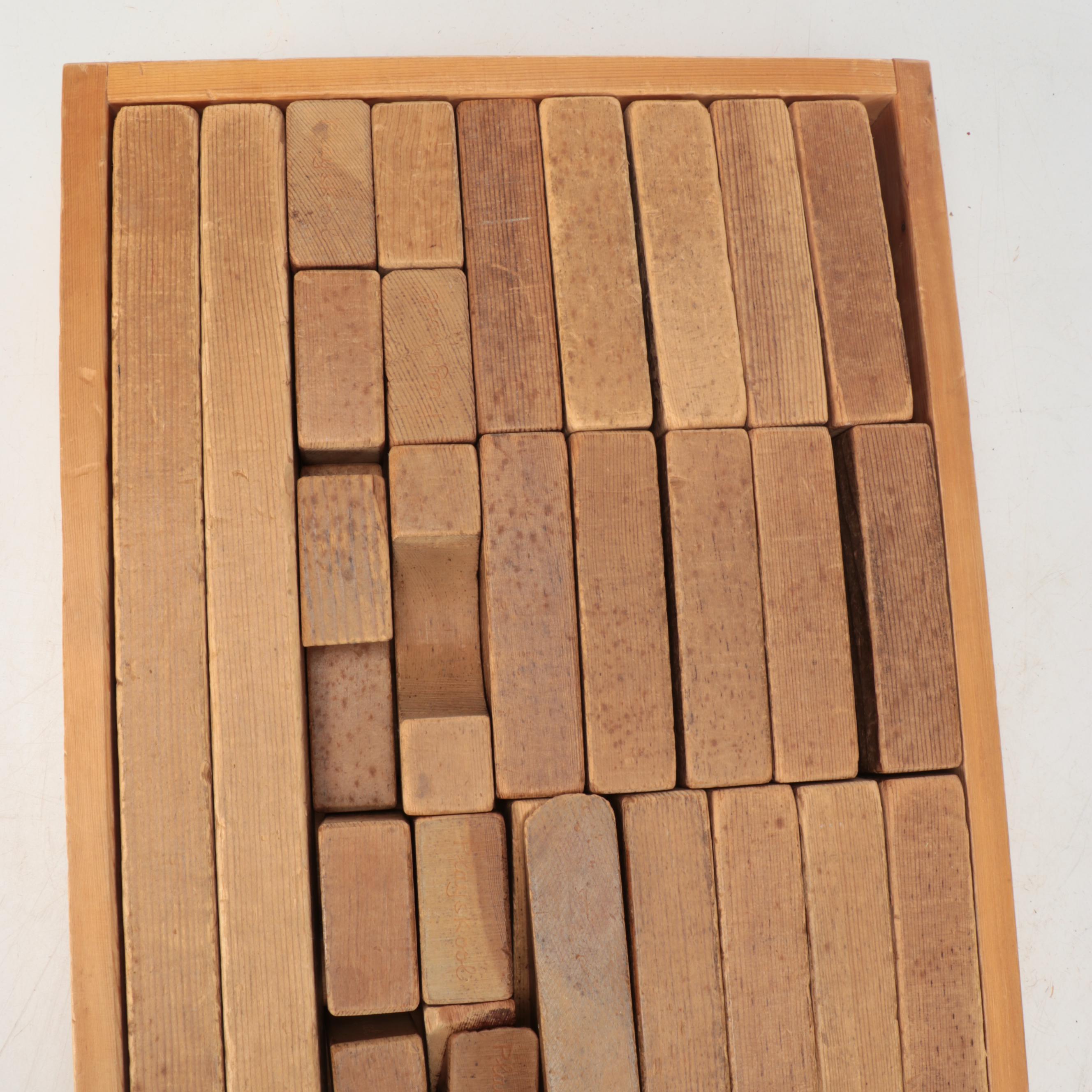 Oak Wood Children's Building Block Set in Drawer, and Maple Toy Truck