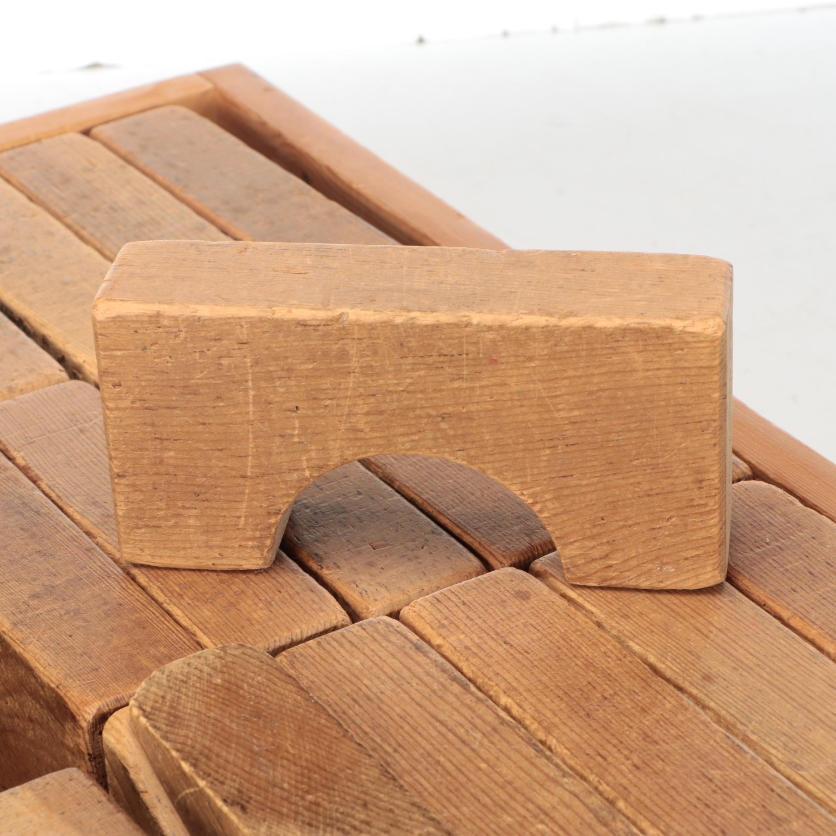 Oak Wood Children's Building Block Set in Drawer, and Maple Toy Truck