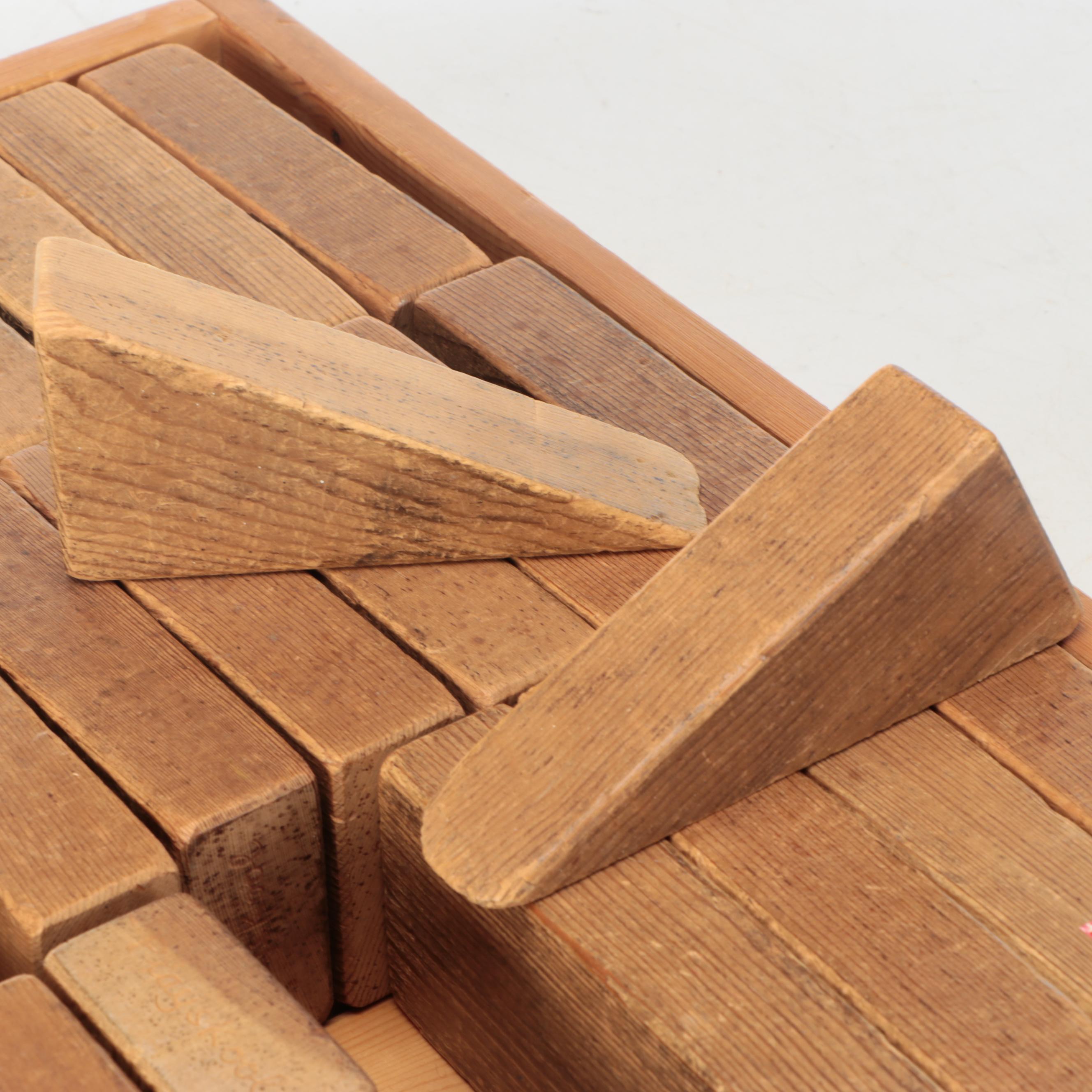 Oak Wood Children's Building Block Set in Drawer, and Maple Toy Truck