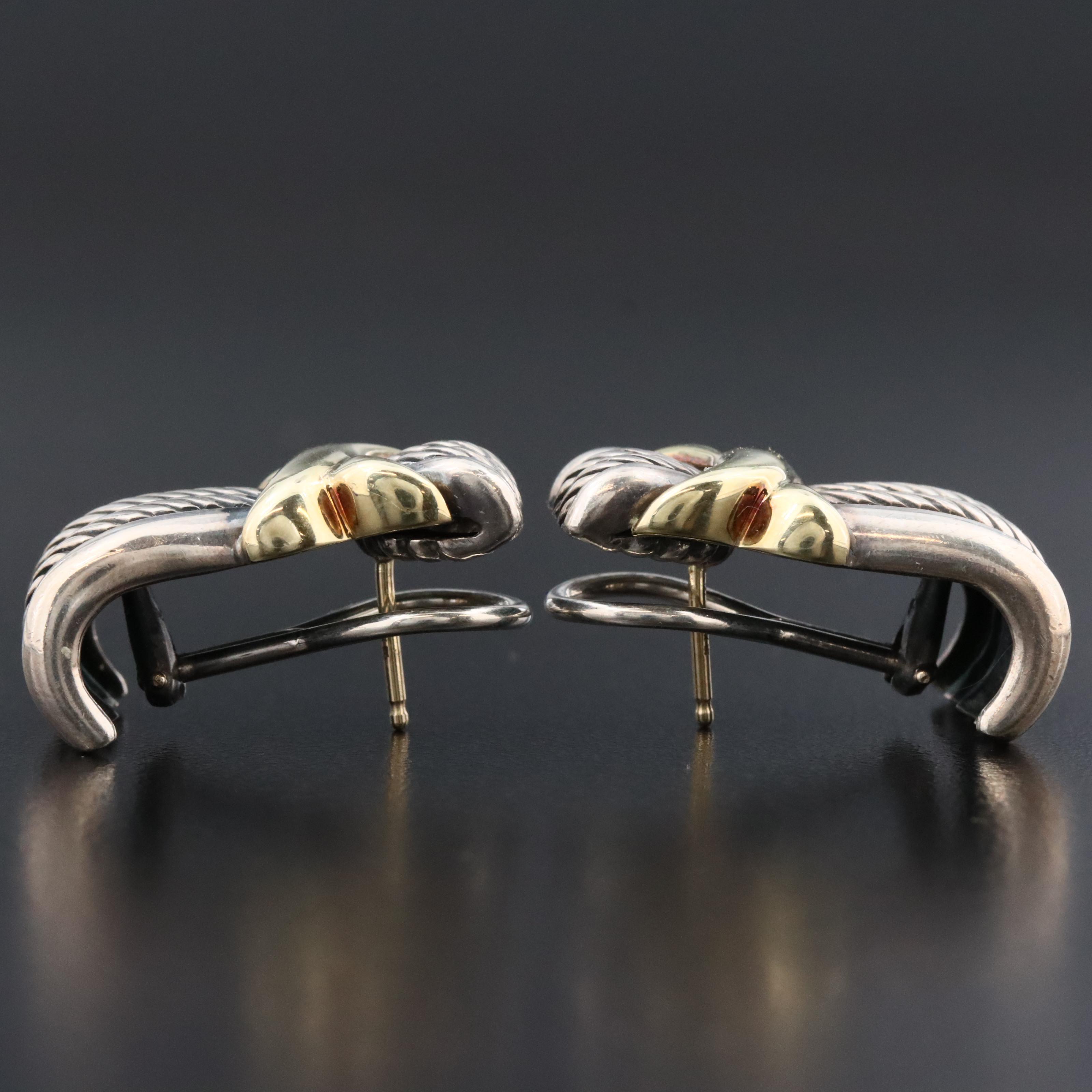 David Yurman Sterling Cable X Earrings with 14K Accents