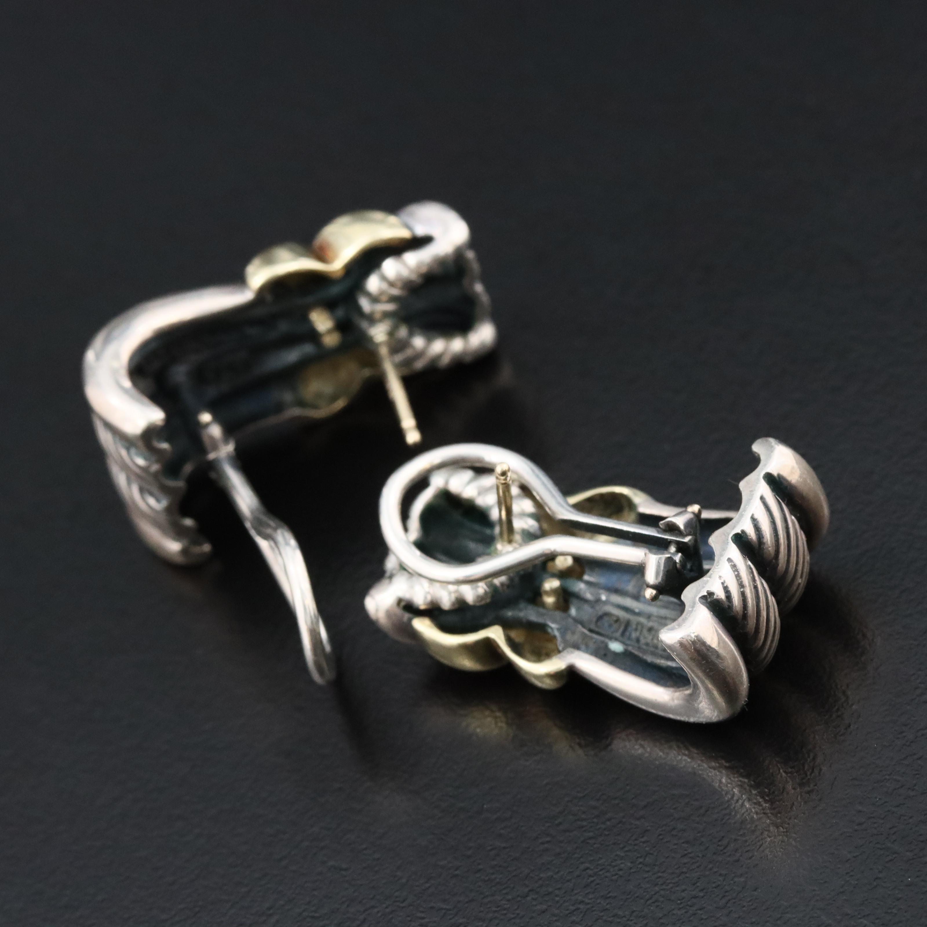 David Yurman Sterling Cable X Earrings with 14K Accents