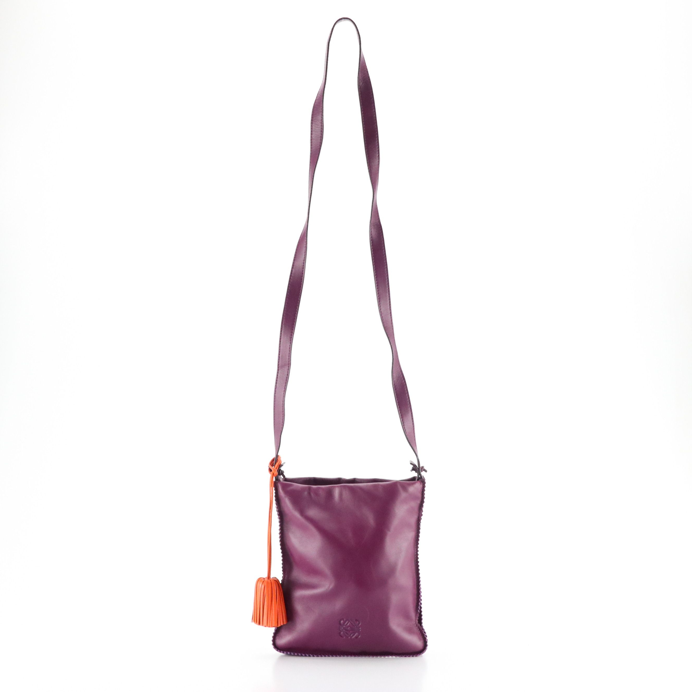 Loewe Purple Lambskin Leather Anagram Embossed Crossbody Bag