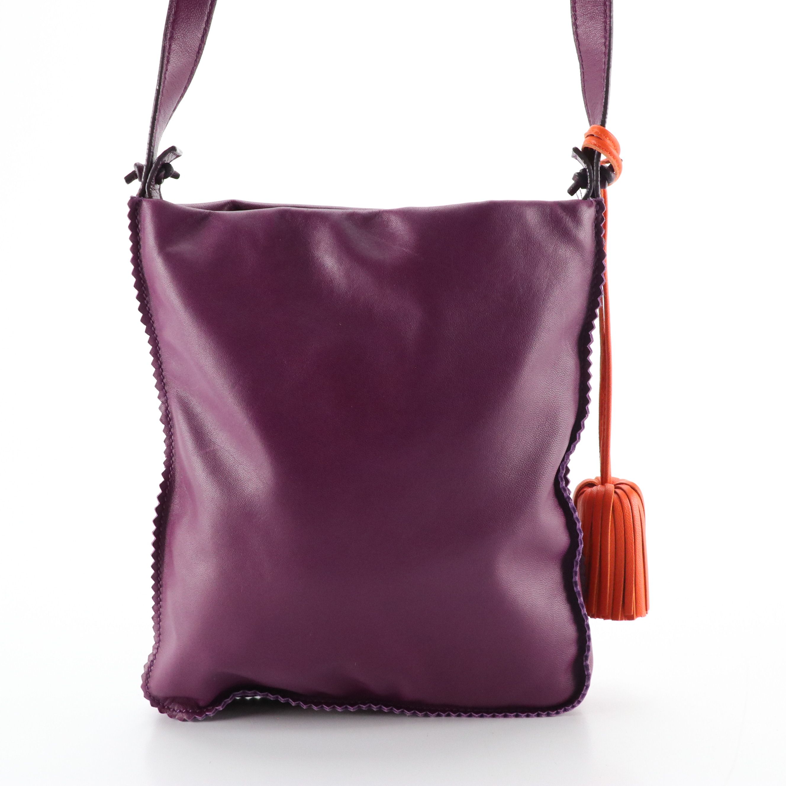 Loewe Purple Lambskin Leather Anagram Embossed Crossbody Bag