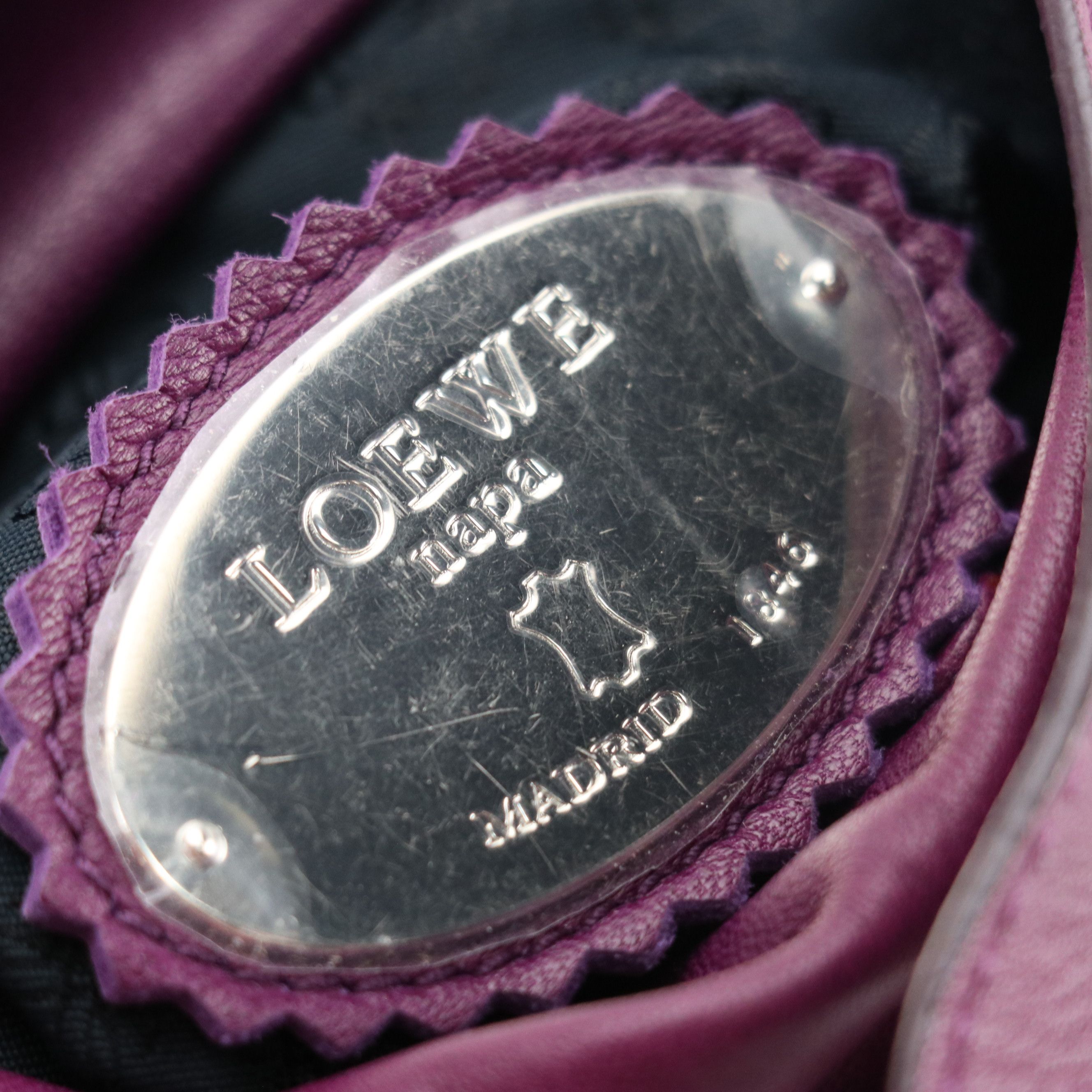 Loewe Purple Lambskin Leather Anagram Embossed Crossbody Bag