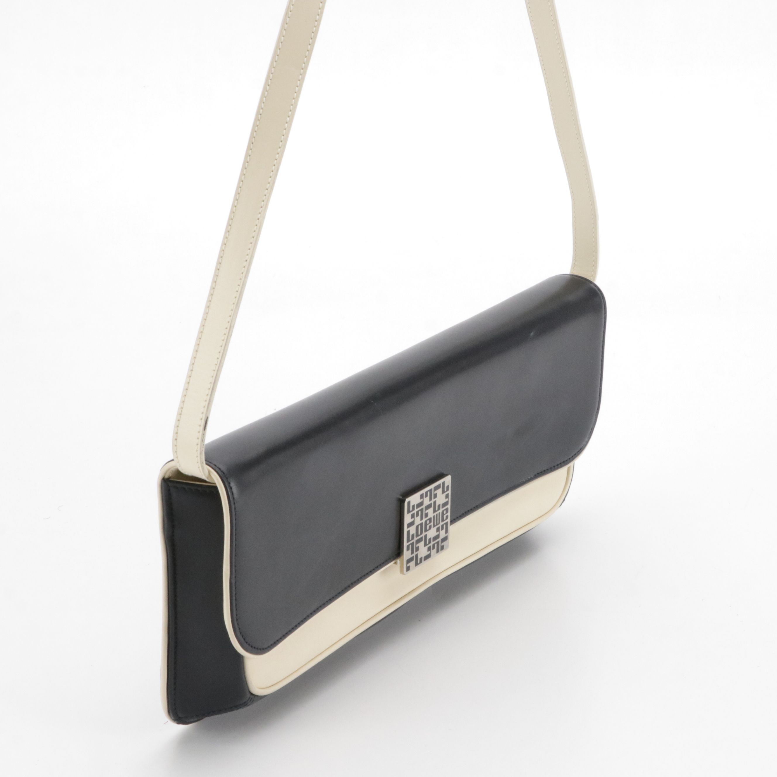 Loewe Bicolor Leather Front-Flap Clutch Bag with Detachable Strap
