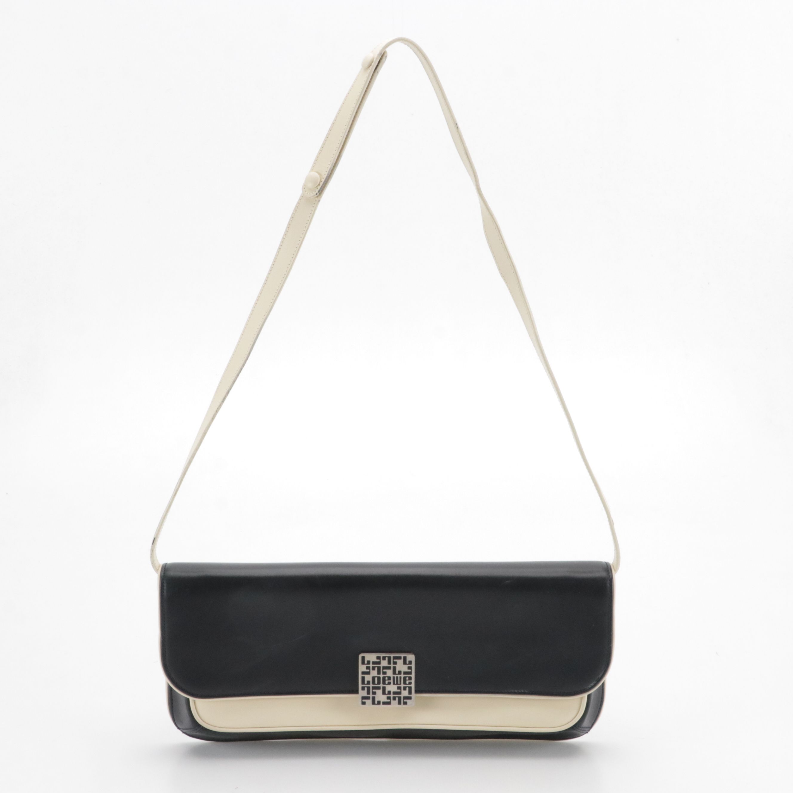 Loewe Bicolor Leather Front-Flap Clutch Bag with Detachable Strap