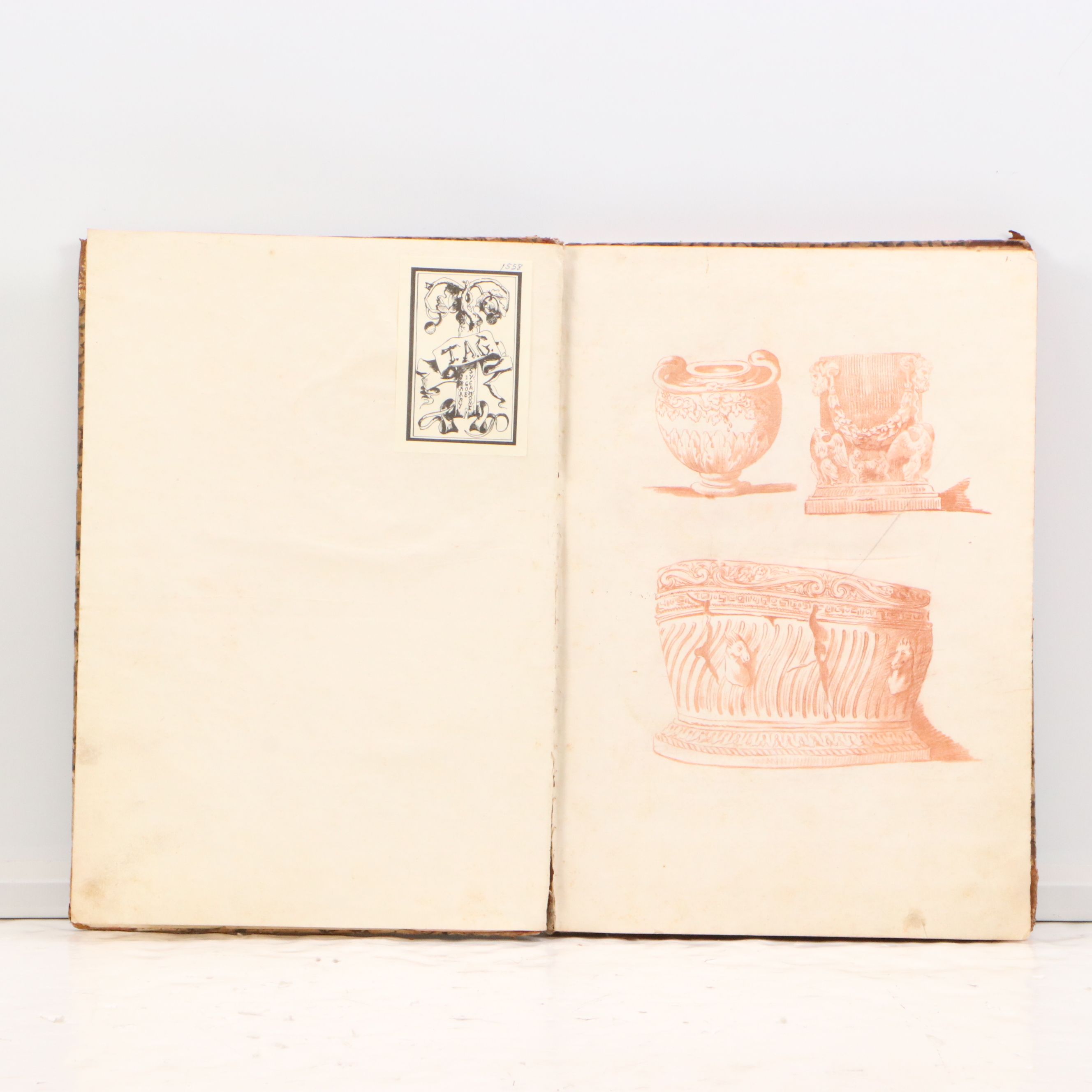 Portfolio of Drawings of Classical Figures, Ornamental Objects and More