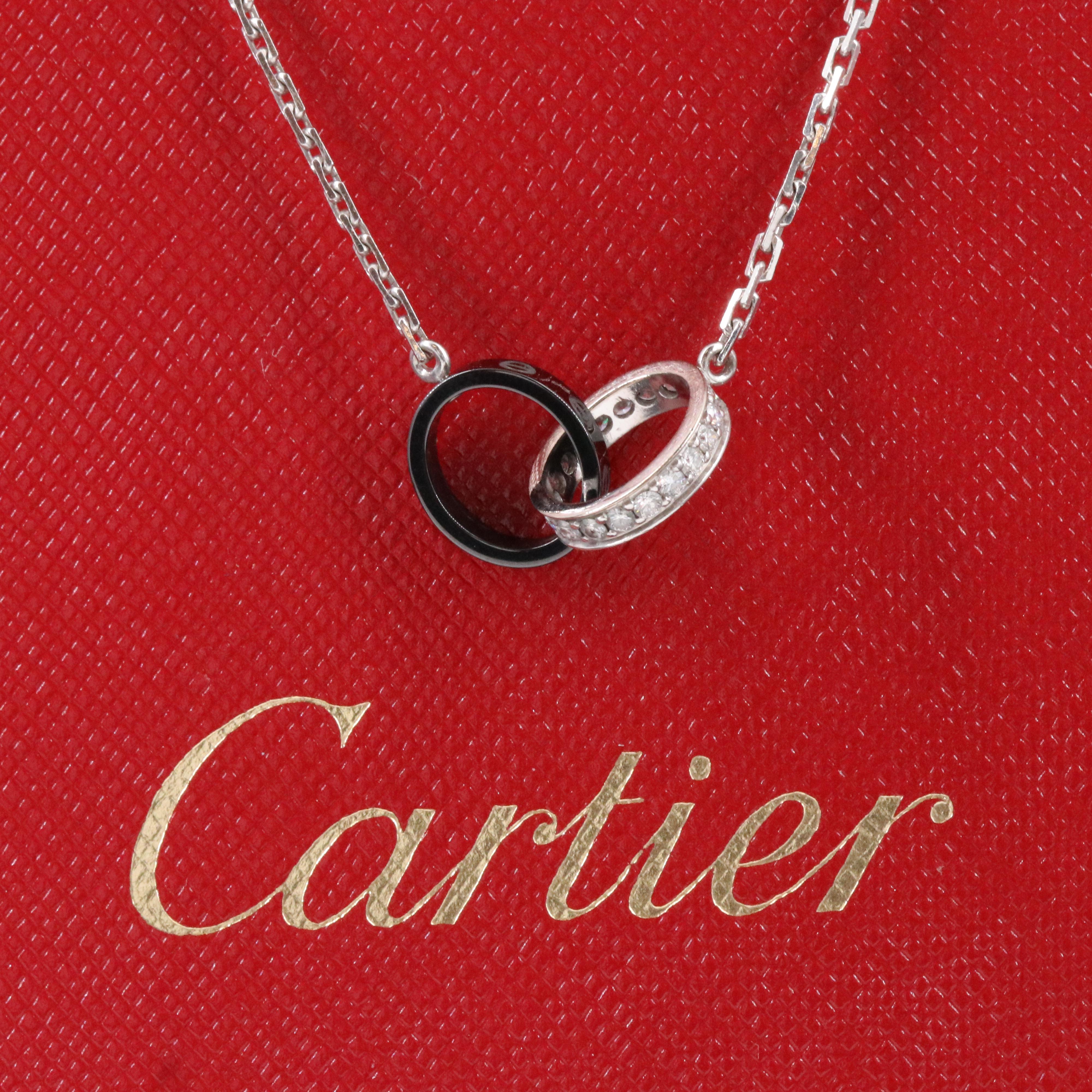 Cartier Baby Love 18K Ceramic and Diamond Necklace