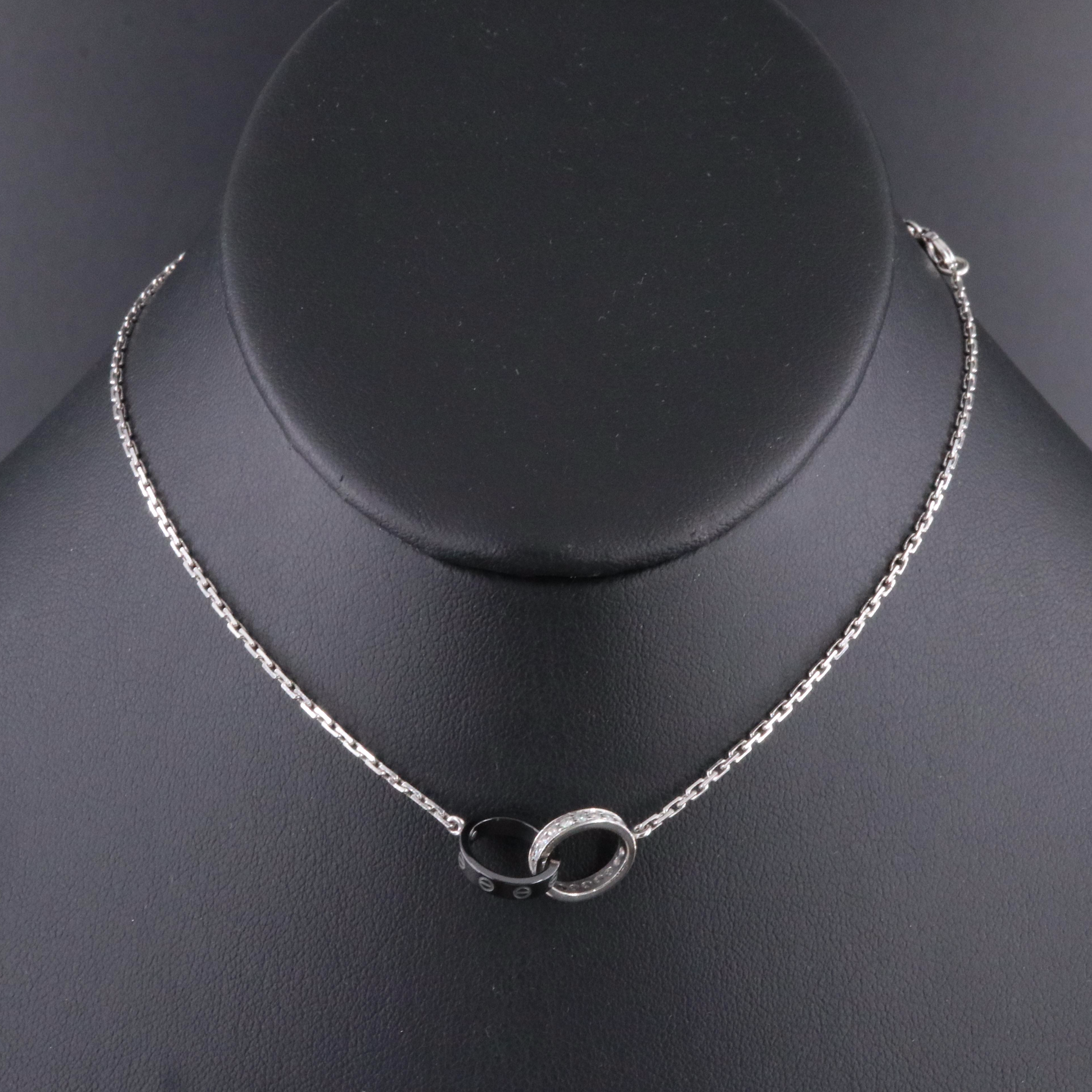 Cartier Baby Love 18K Ceramic and Diamond Necklace