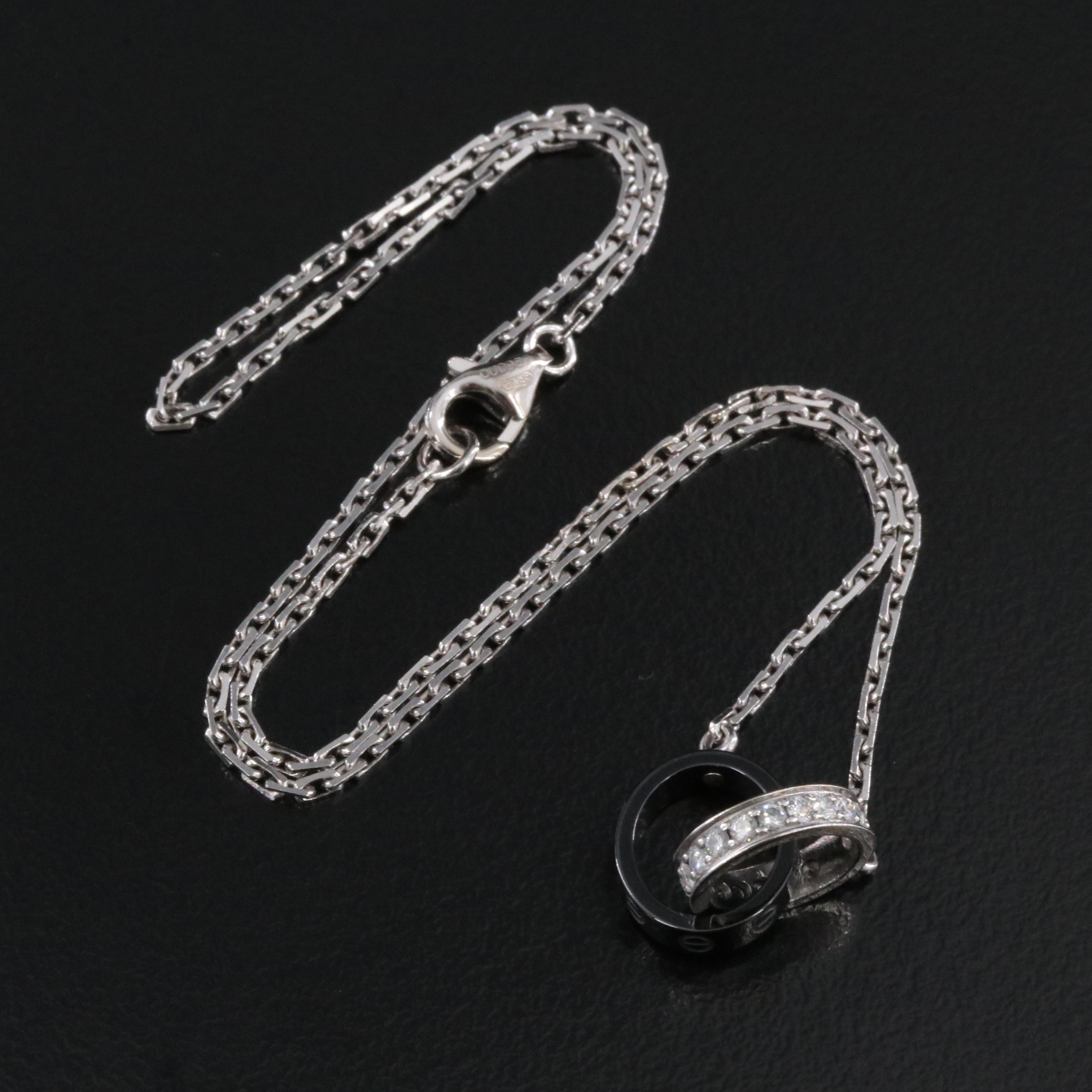 Cartier Baby Love 18K Ceramic and Diamond Necklace