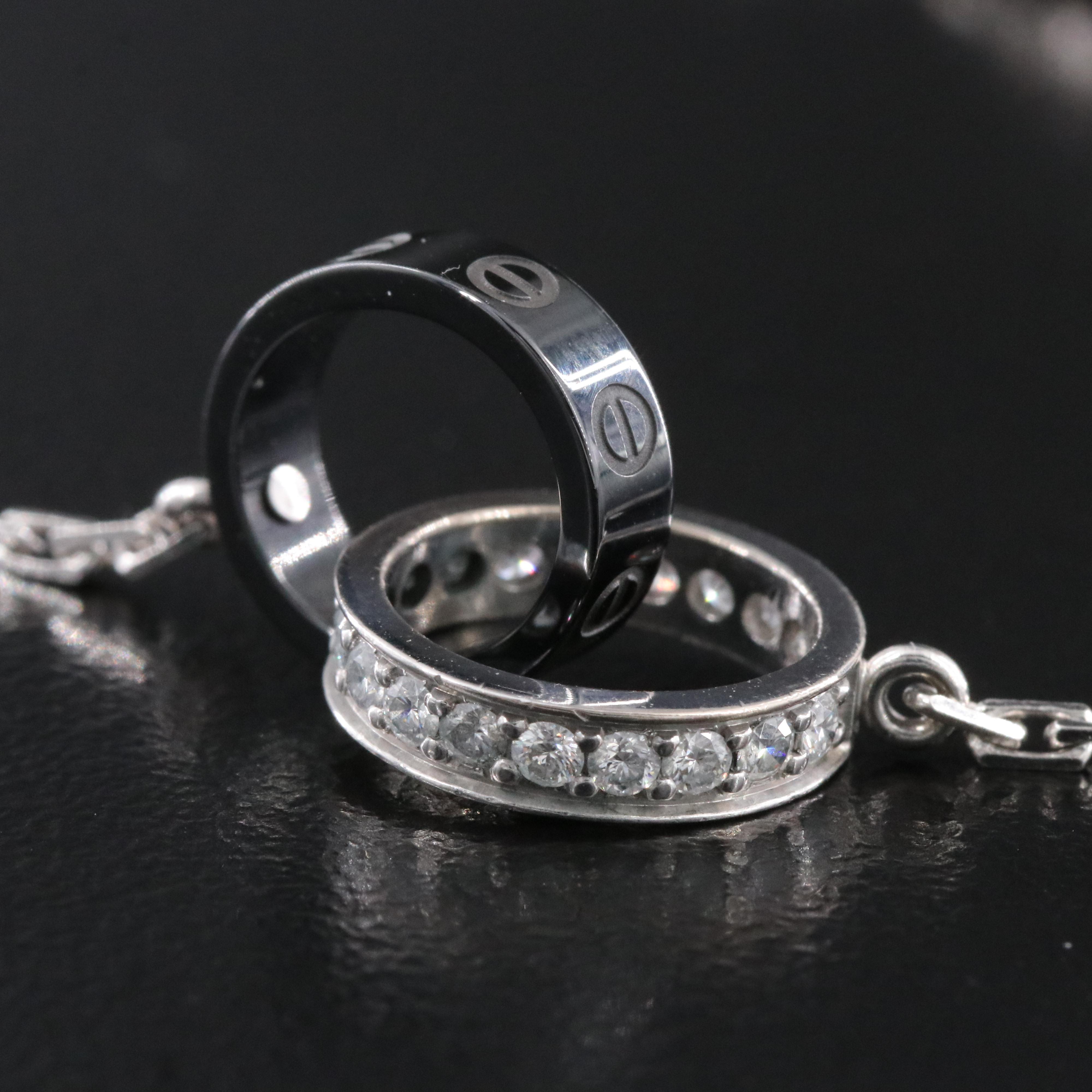 Cartier Baby Love 18K Ceramic and Diamond Necklace