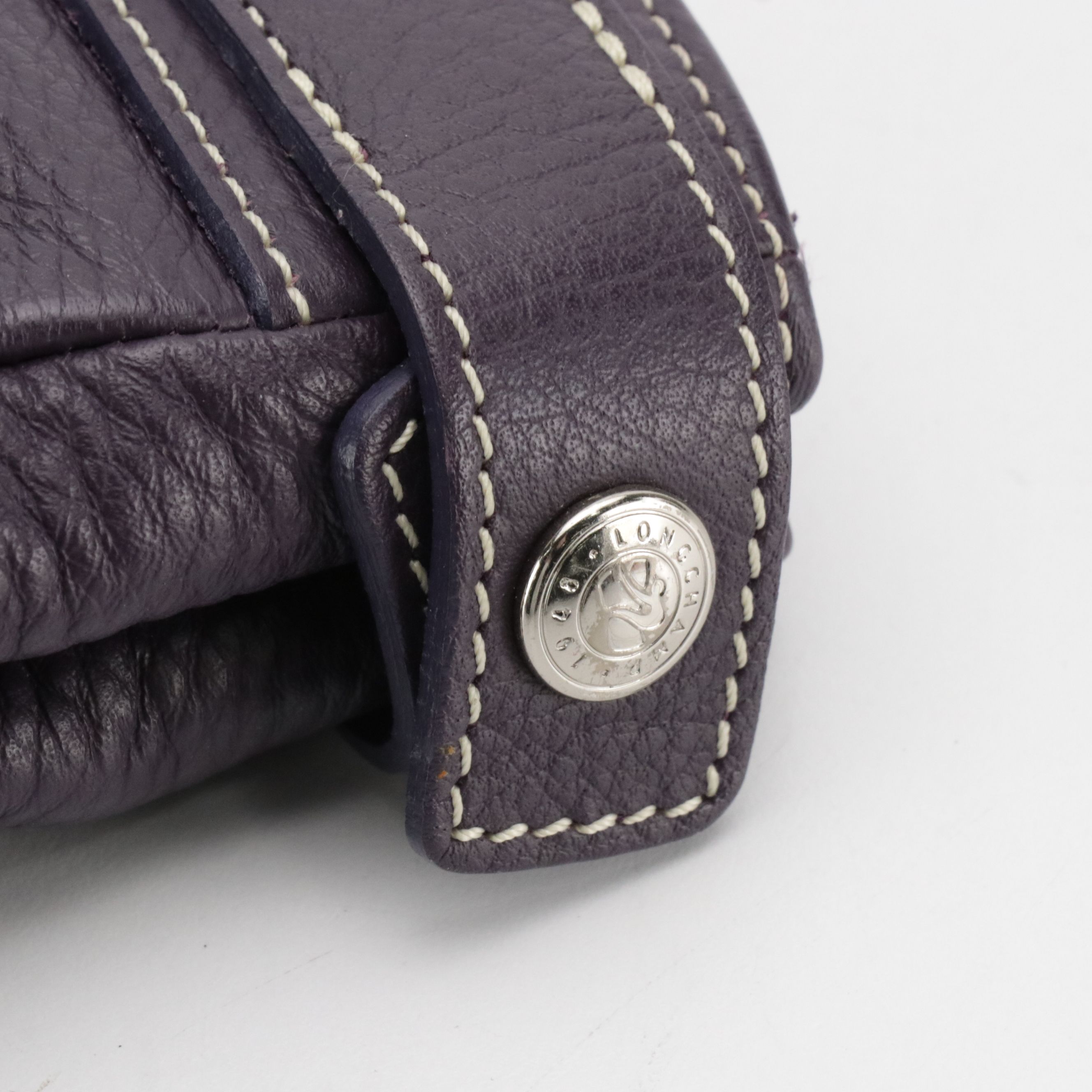 Longchamp Rodeo Luxe Shopper Tote in Dark Purple Grained Cowhide Leather