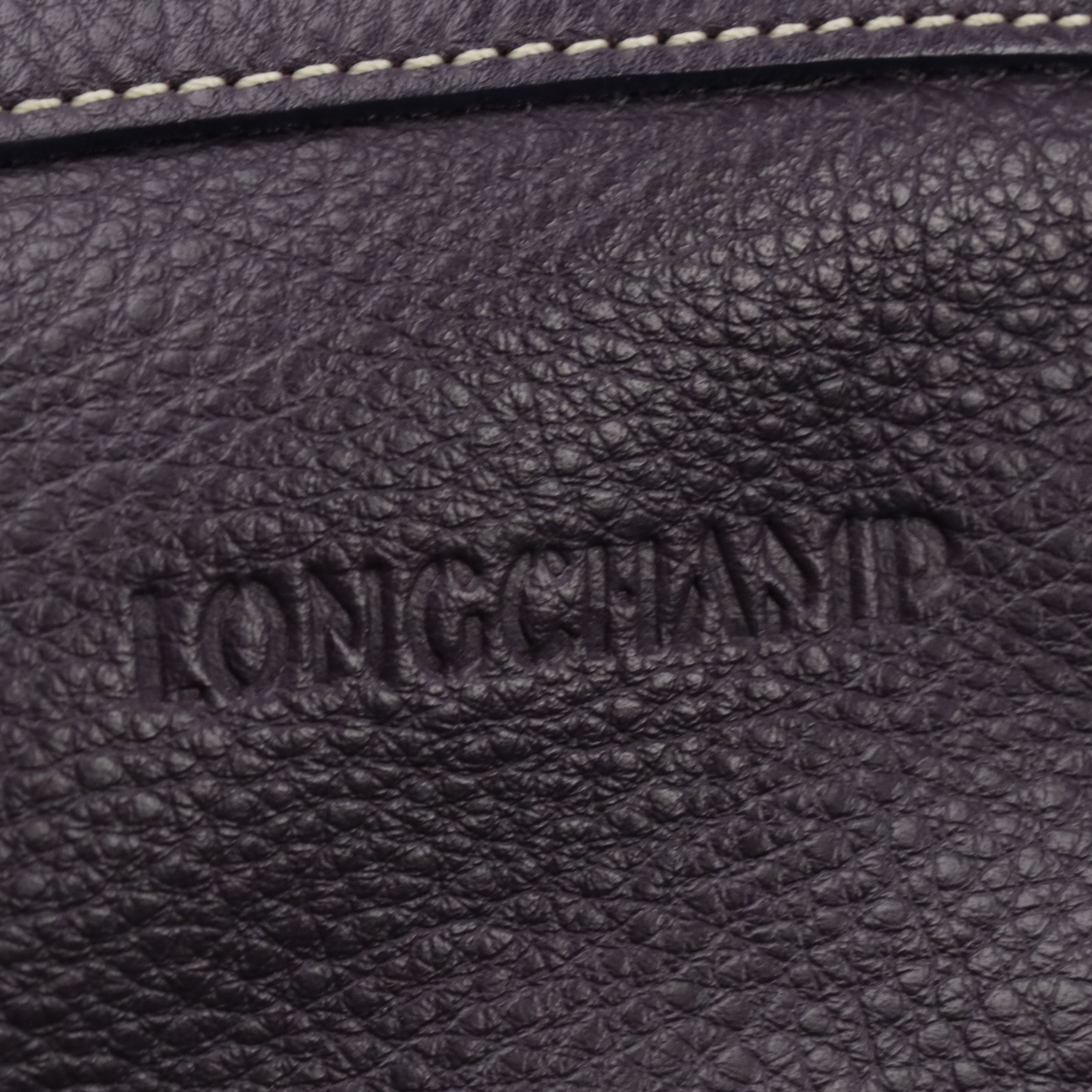 Longchamp Rodeo Luxe Shopper Tote in Dark Purple Grained Cowhide Leather