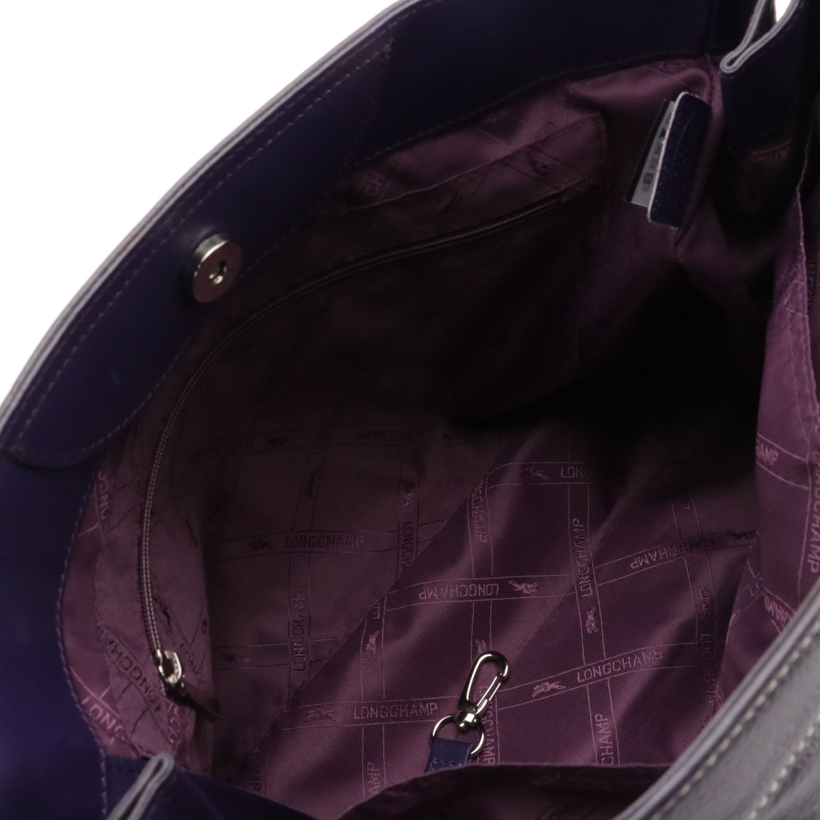 Longchamp Rodeo Luxe Shopper Tote in Dark Purple Grained Cowhide Leather